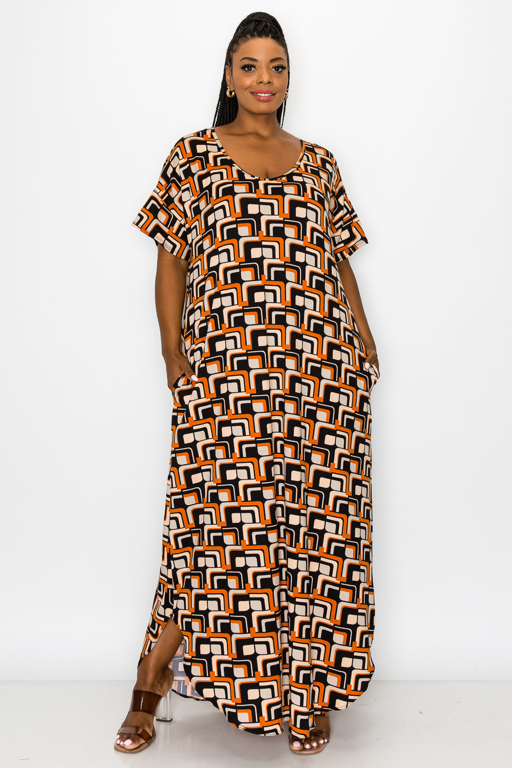 Hazel Pocket Maxi Dress Brown/Rust / 1x