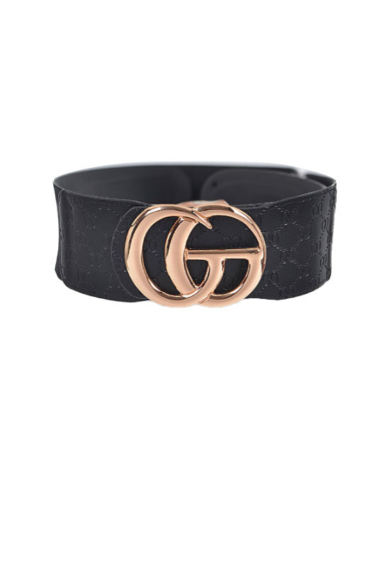 Embossed Faux Leather Stretch Belt