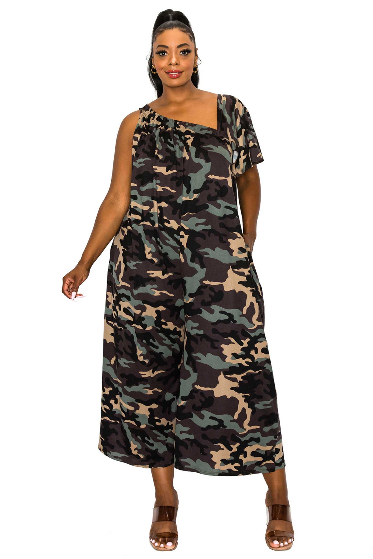 Kahtia Wide-Legged Pocket Jumpsuit - L I V D