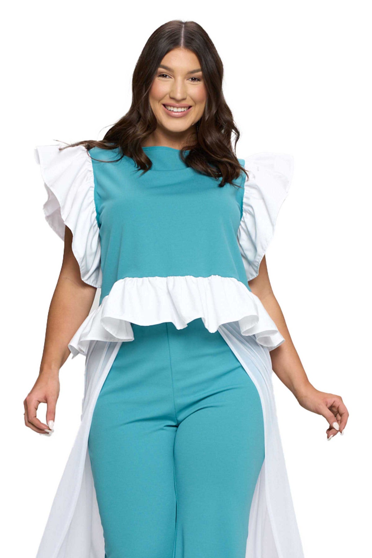 Ruffled Babydoll Peplum Top - L I V D