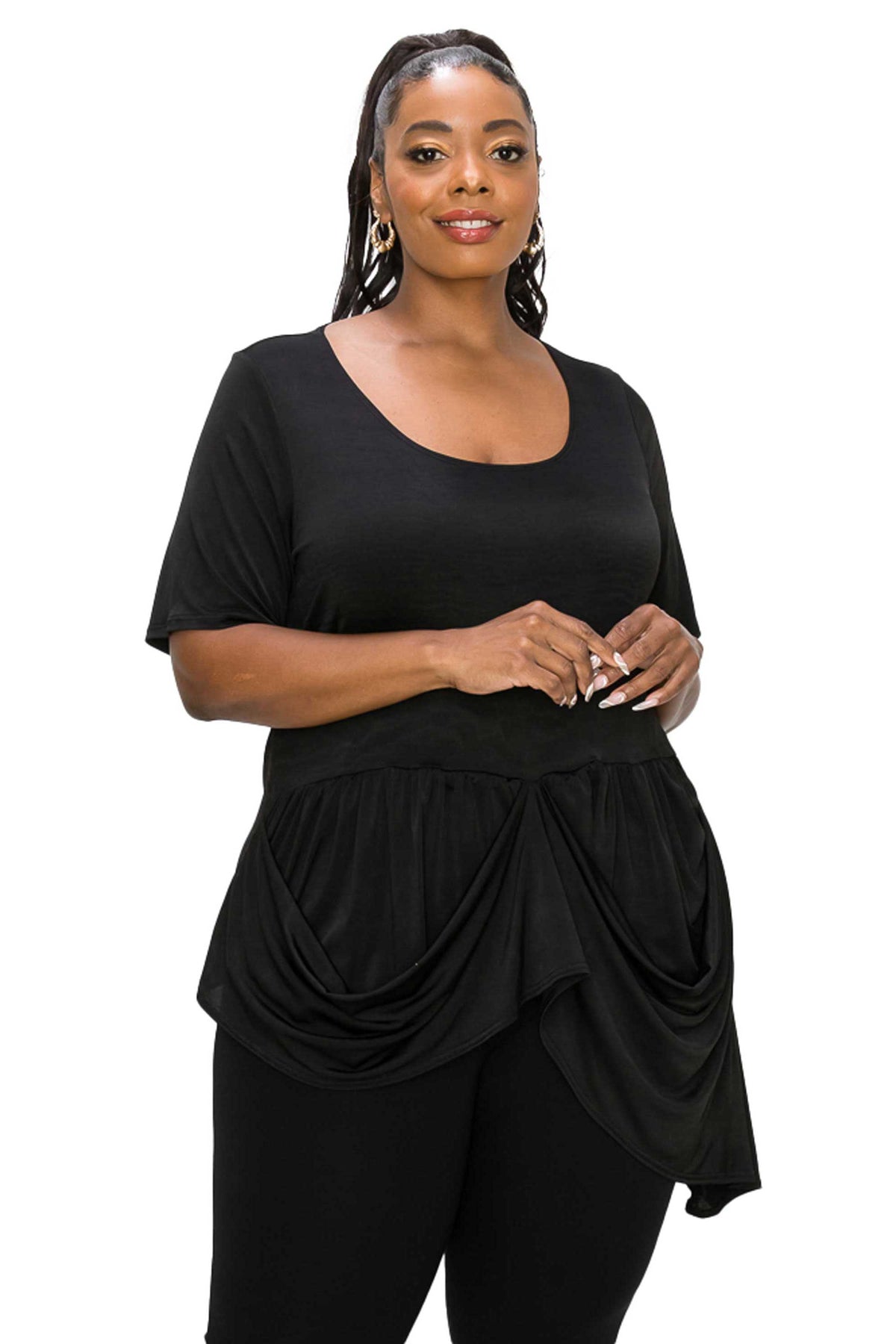 Draped Peplum Top - L I V D