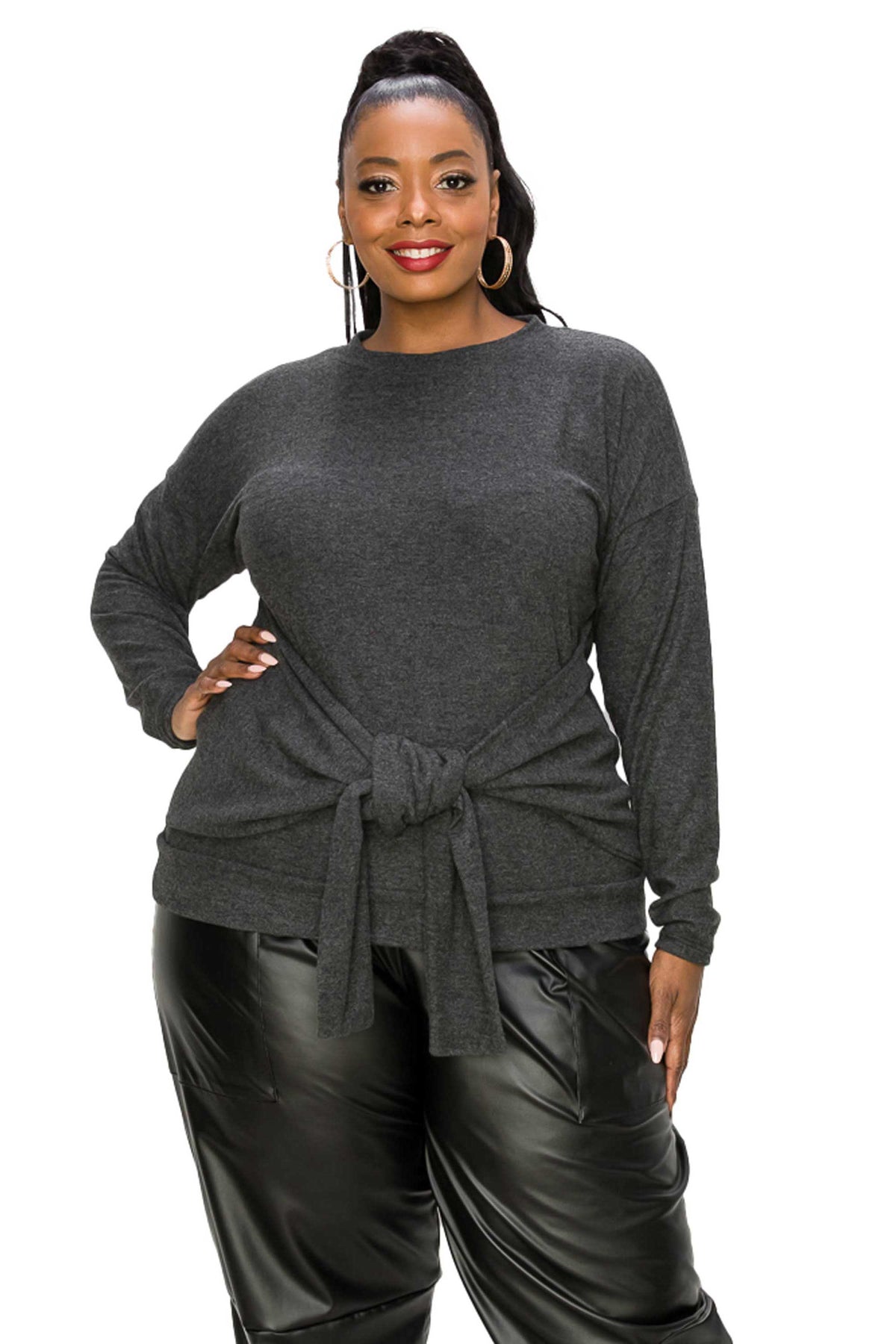 Hacci Waist Tie Sweater - L I V D