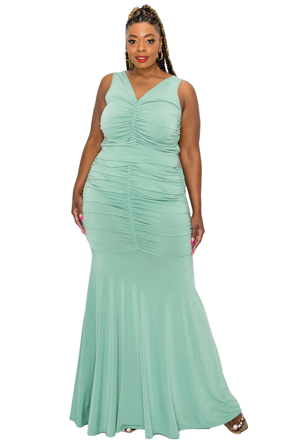 Ruched Sleeveless Top and Maxi Skirt - L I V D