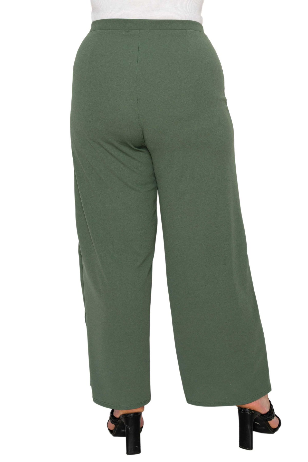 sage green plus size wrap pants back view
