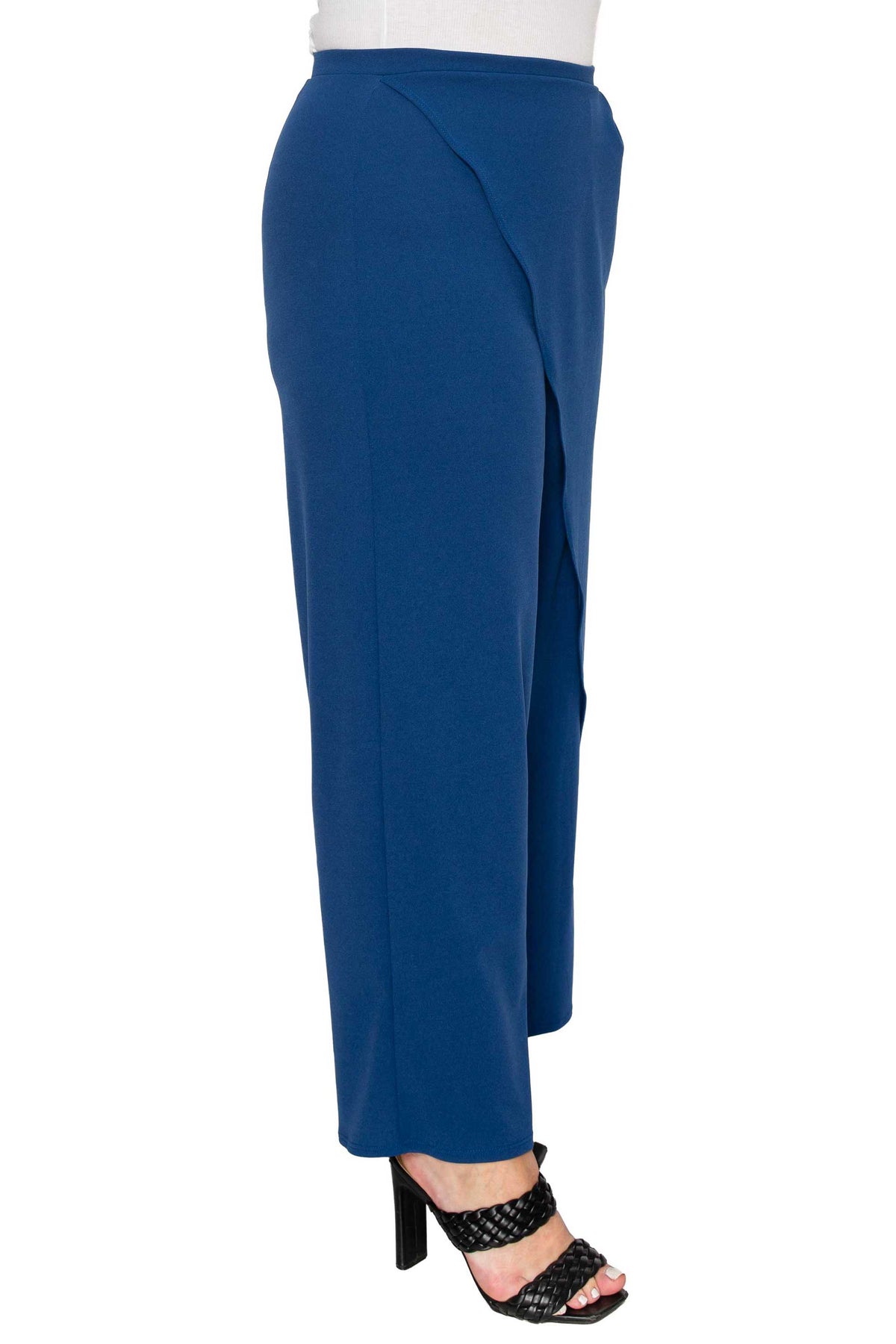 blue plus size wrap pants side view