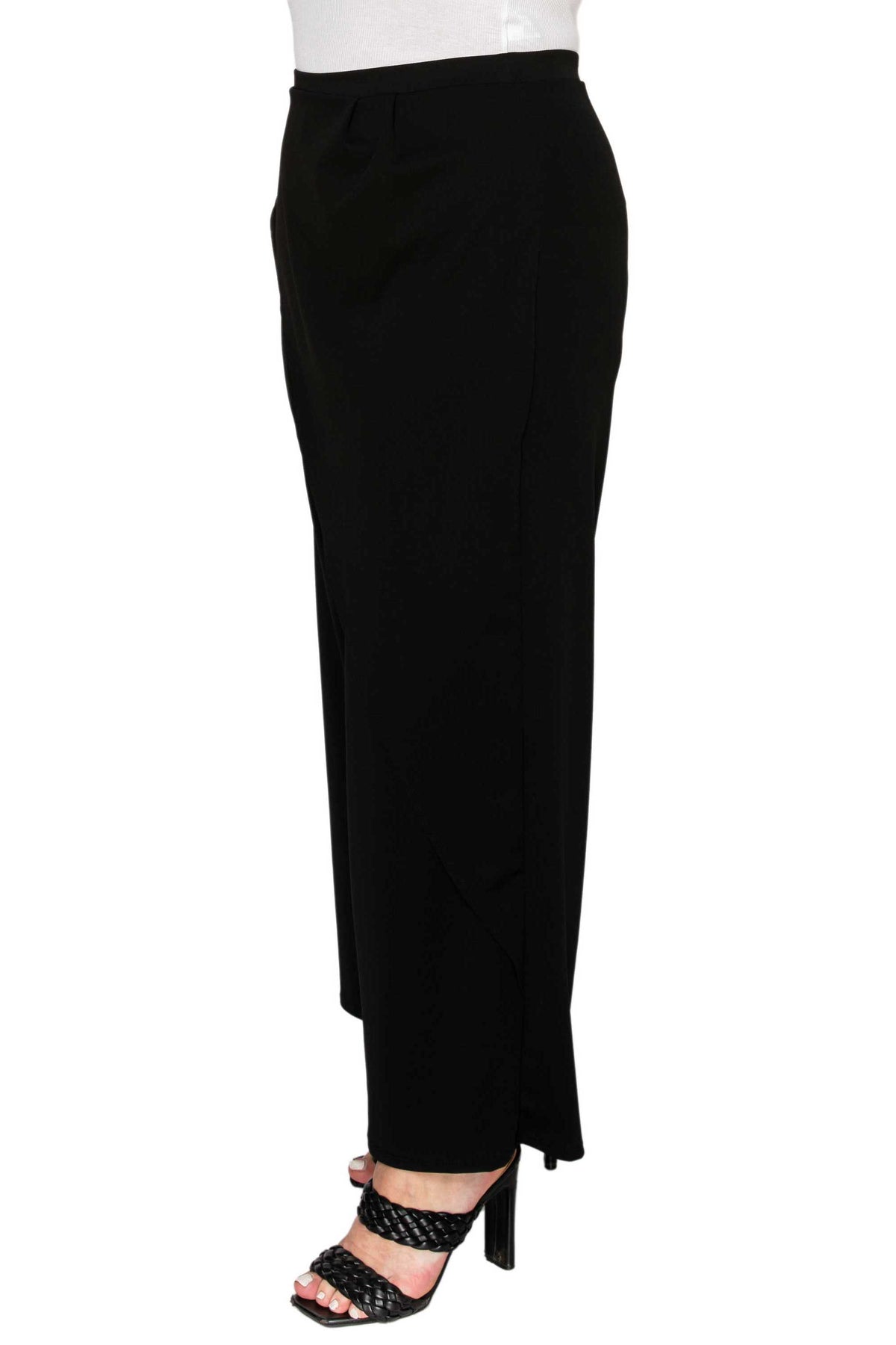 black plus size wrap pants side view
