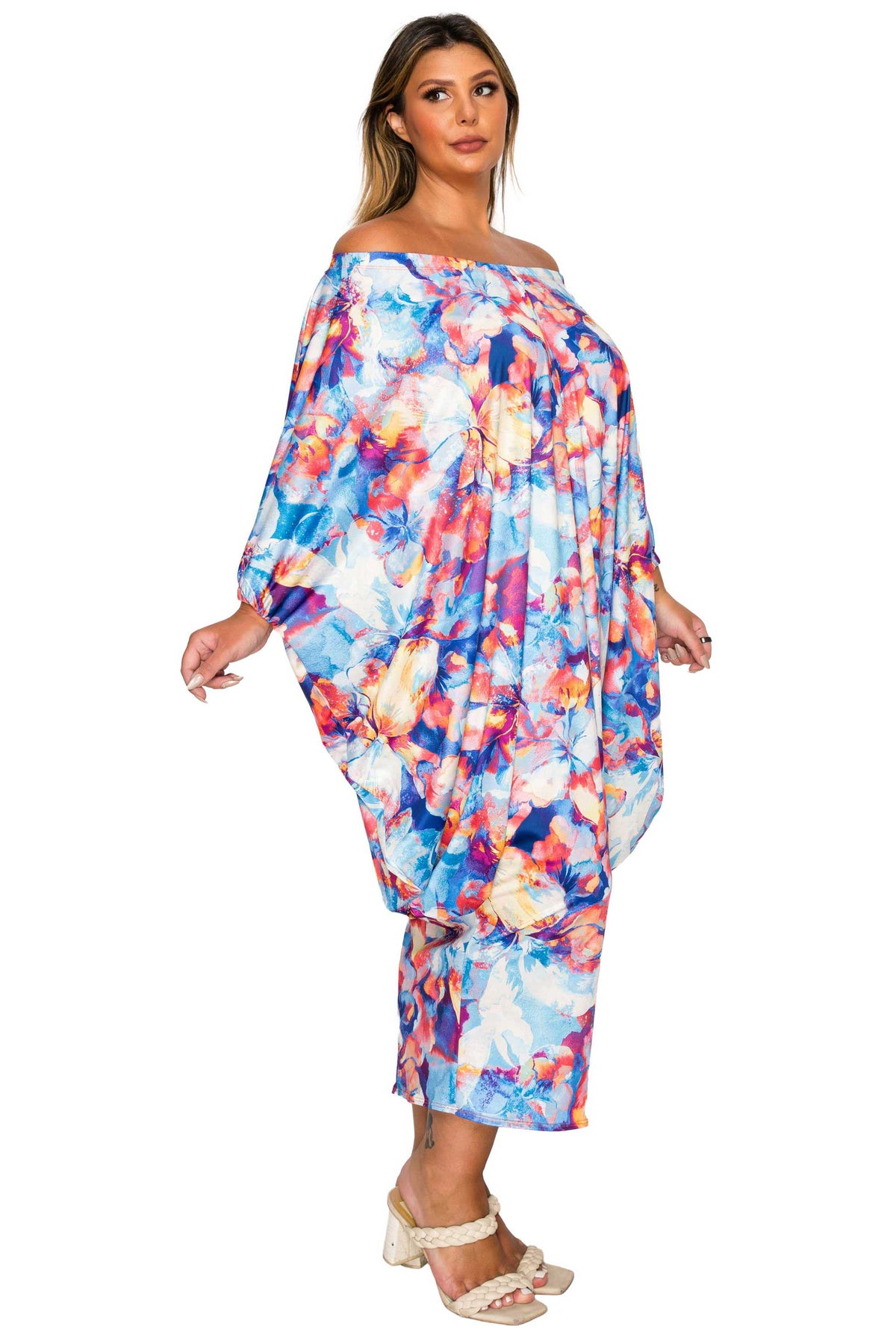 Halle Off Shoulder Taper Hem Dress