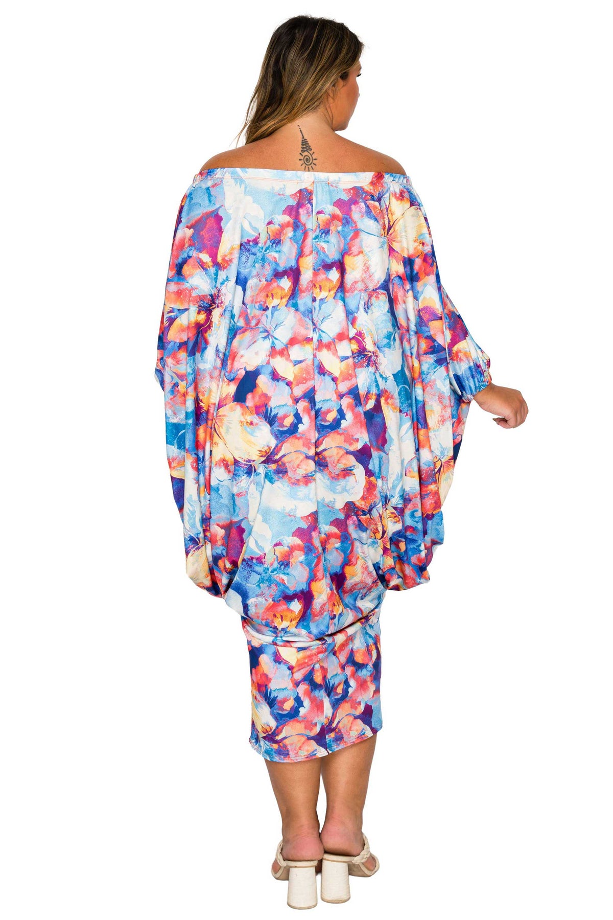 Halle Off Shoulder Taper Hem Dress