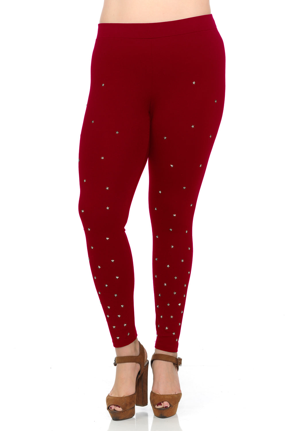 Star Studded Ponte Leggings Wine - L I V D