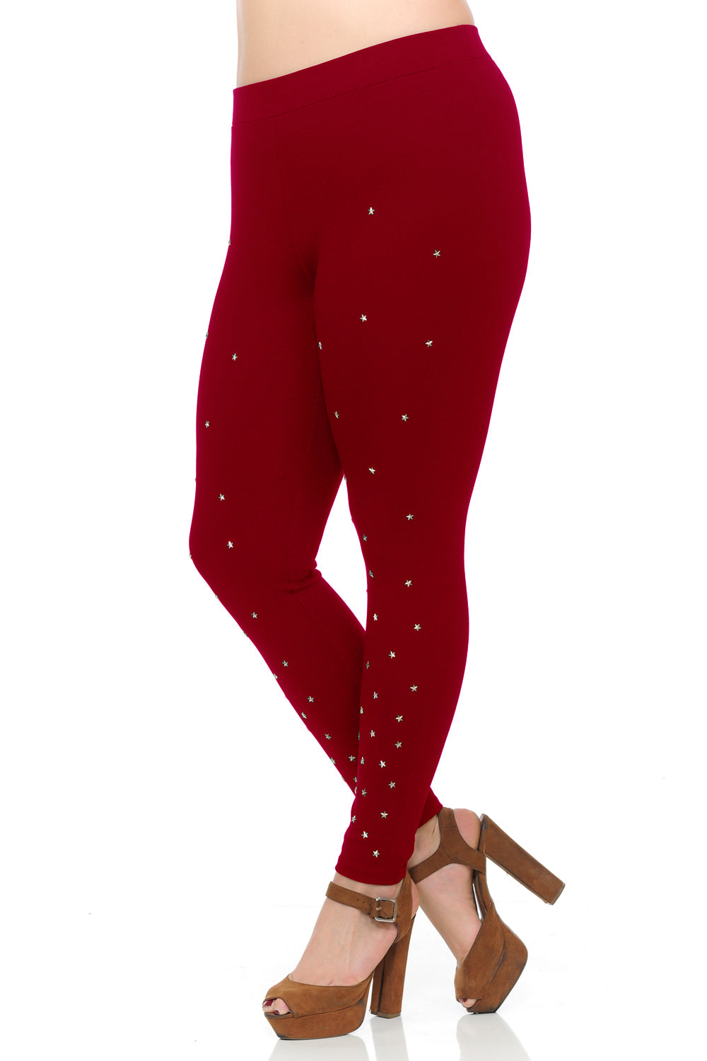 Star Studded Ponte Leggings Wine - L I V D