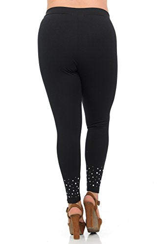Rhinestone Embellished Ponte Leggings in Black - L I V D
