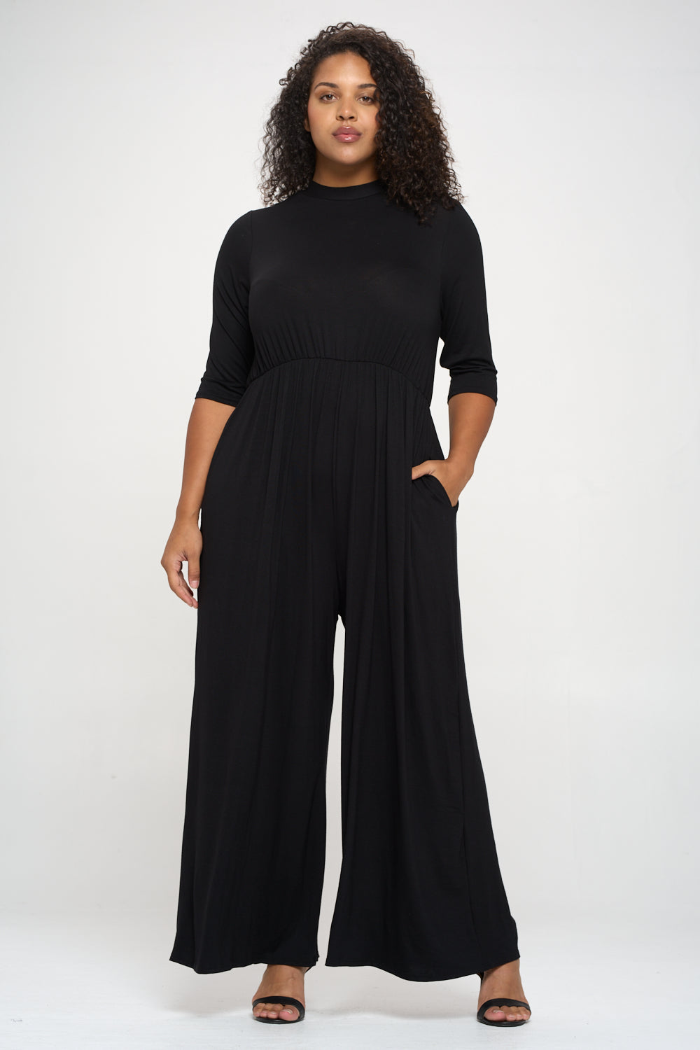 3/4 Sleeve Wide Jumpsuit - L I V D