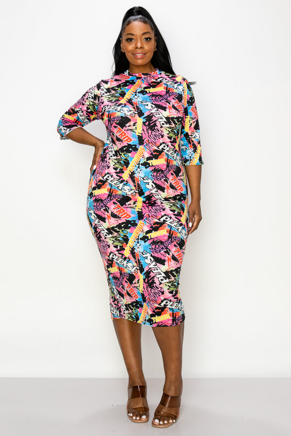 Akira Graffiti Midi Dress - L I V D