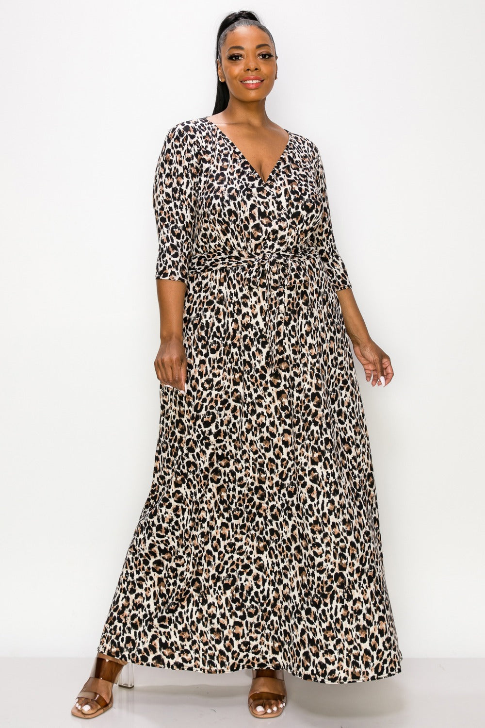PLUS SIZE Cheetah Spot Print Wrap Dress – L V D