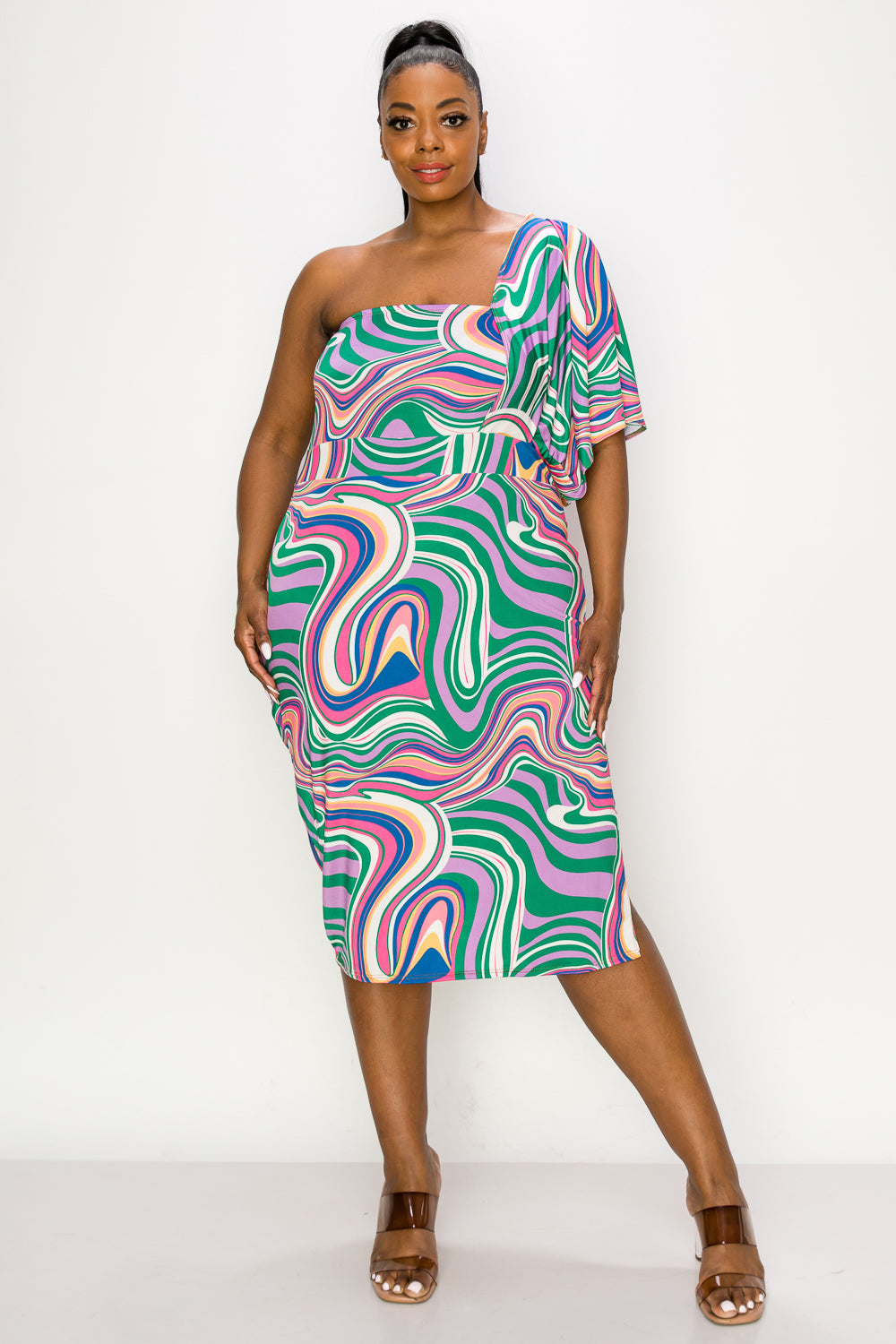 Wanda One Shoulder Midi Dress - L I V D