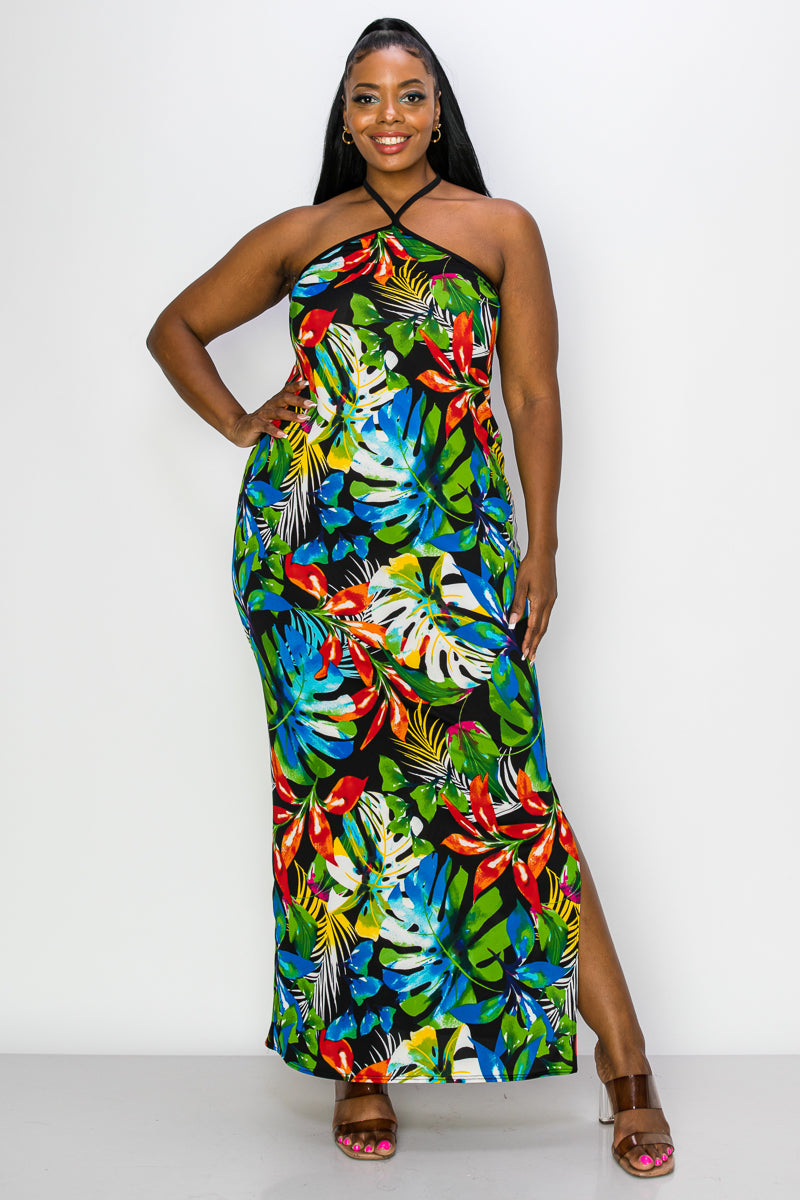 Kehlani Halter Neck Maxi Dress - L I V D
