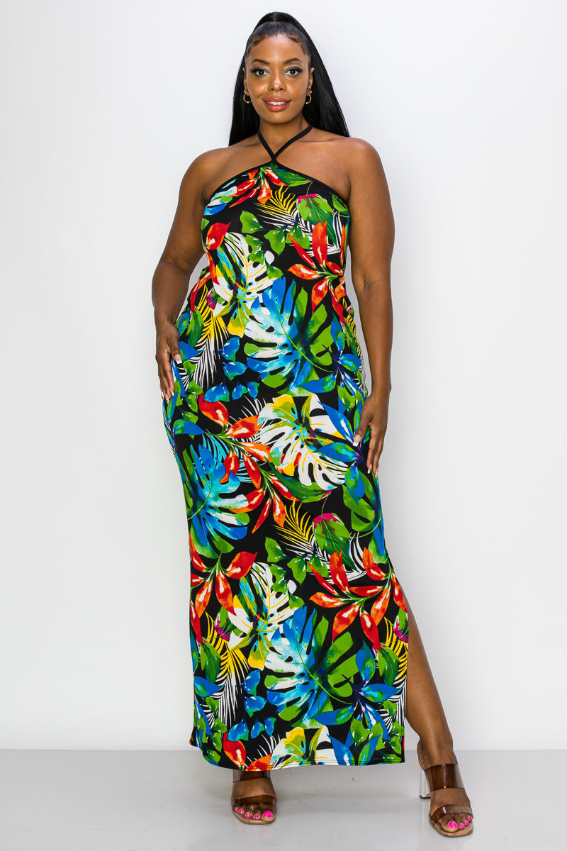 Kehlani Halter Neck Maxi Dress - L I V D