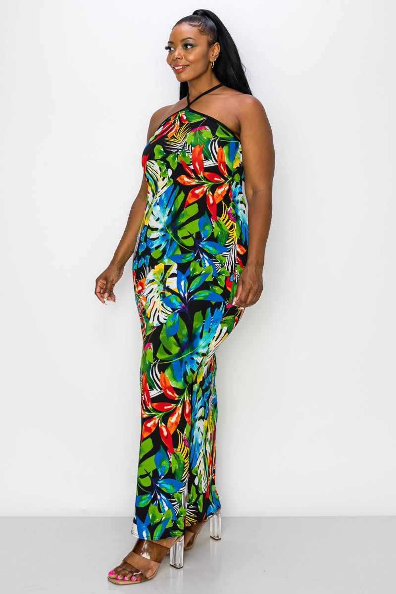 Kehlani Halter Neck Maxi Dress - L I V D