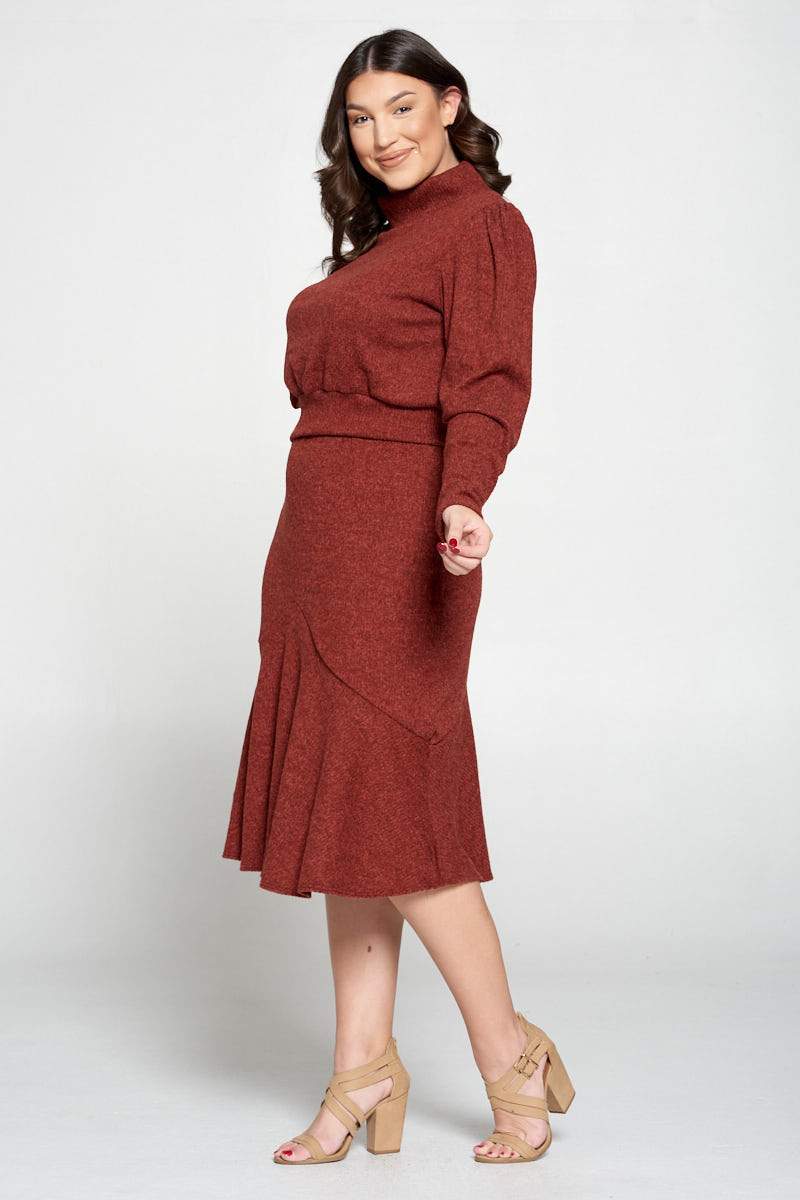 Brushed Hacci Sweater Top and Midi Skirt