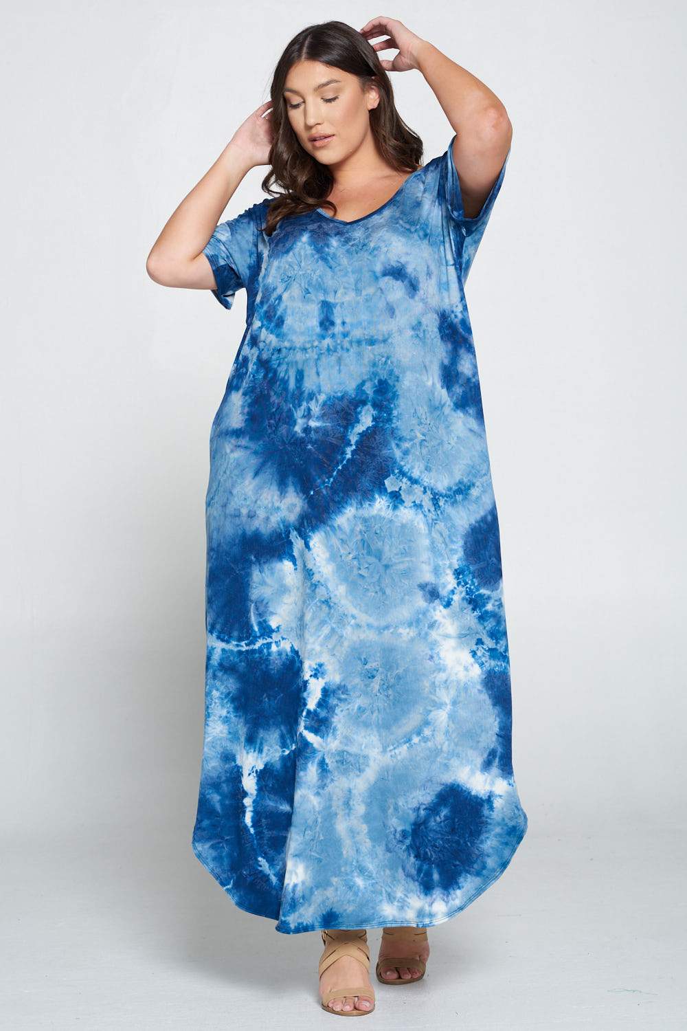 Tie Dye Short Sleeve Maxi Dress