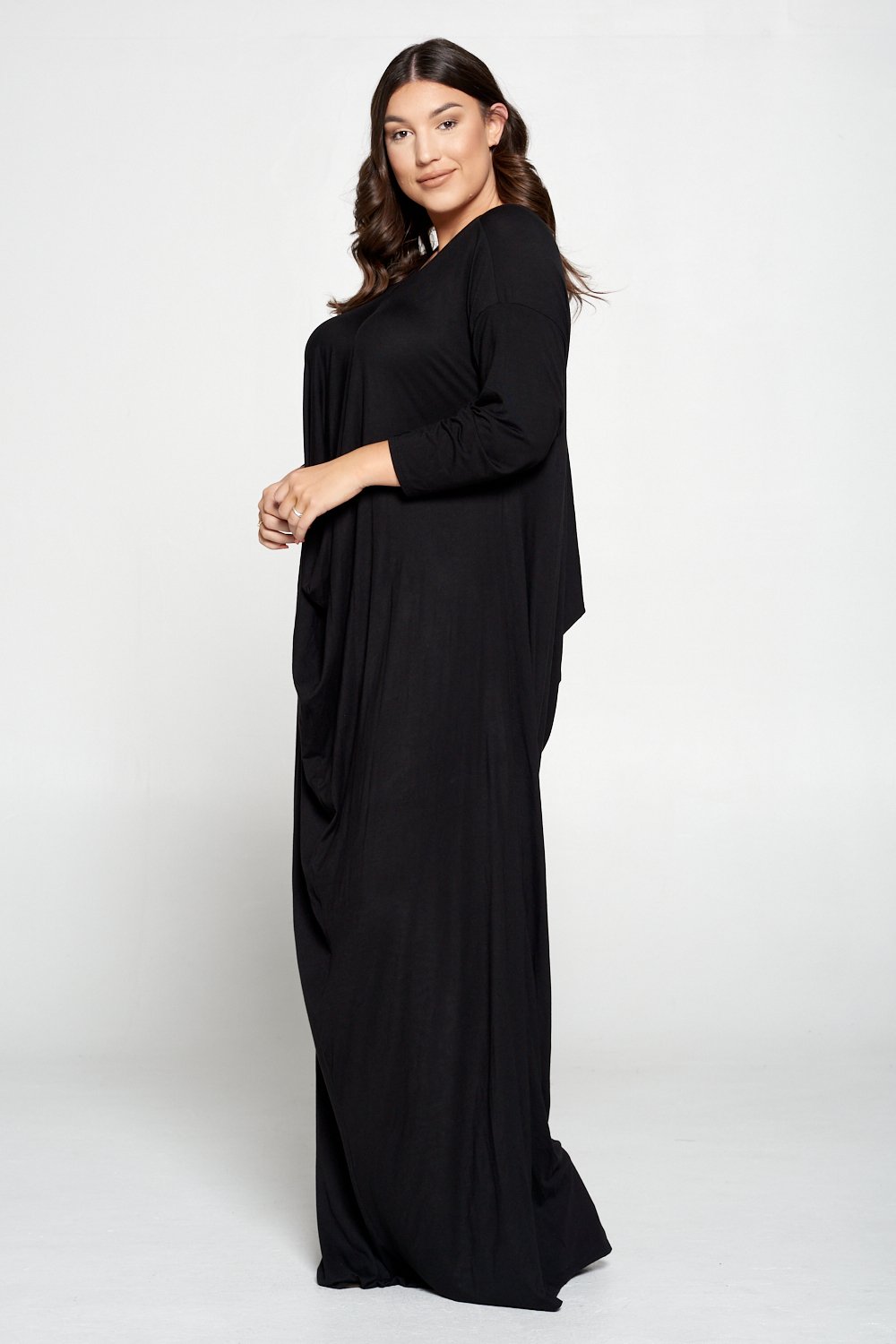 Long Sleeve Draped Contemporary Dress