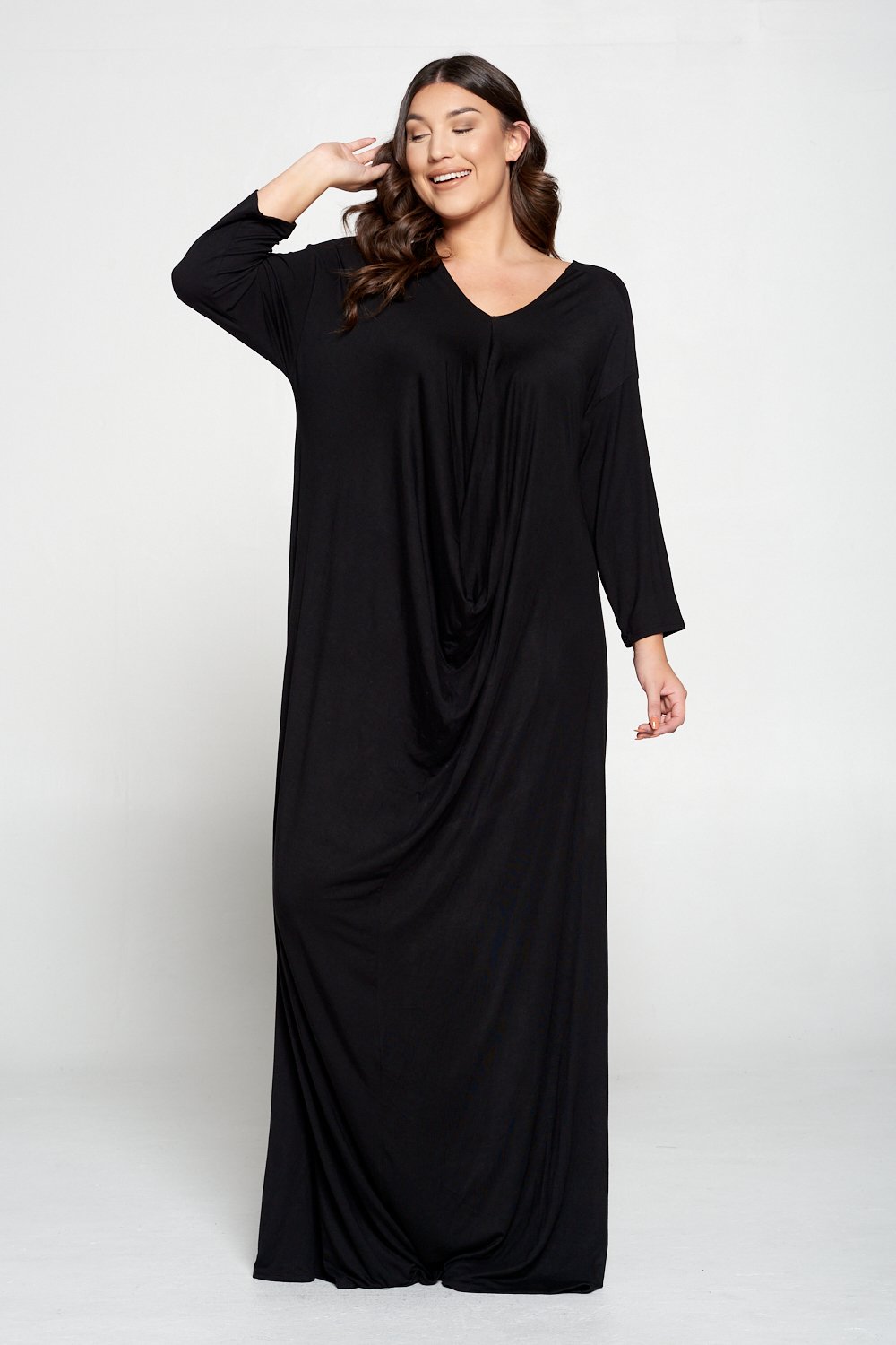 Long Sleeve Draped Contemporary Dress