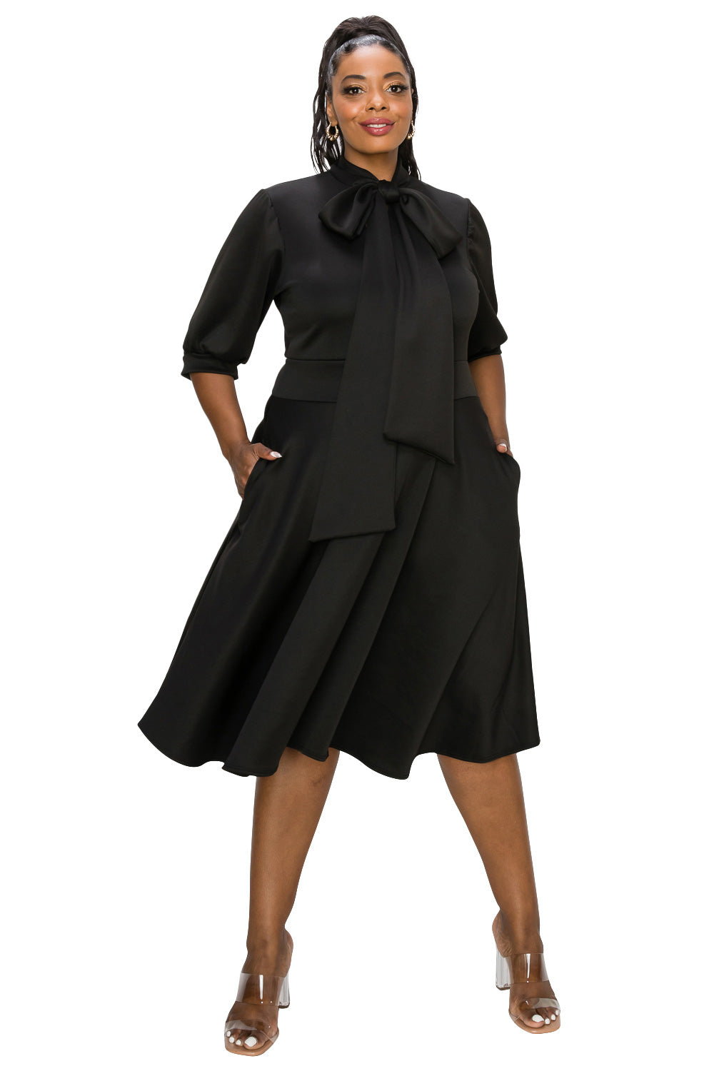 L I V D Plus Size Carina Donna Flare Dress w/ Pockets