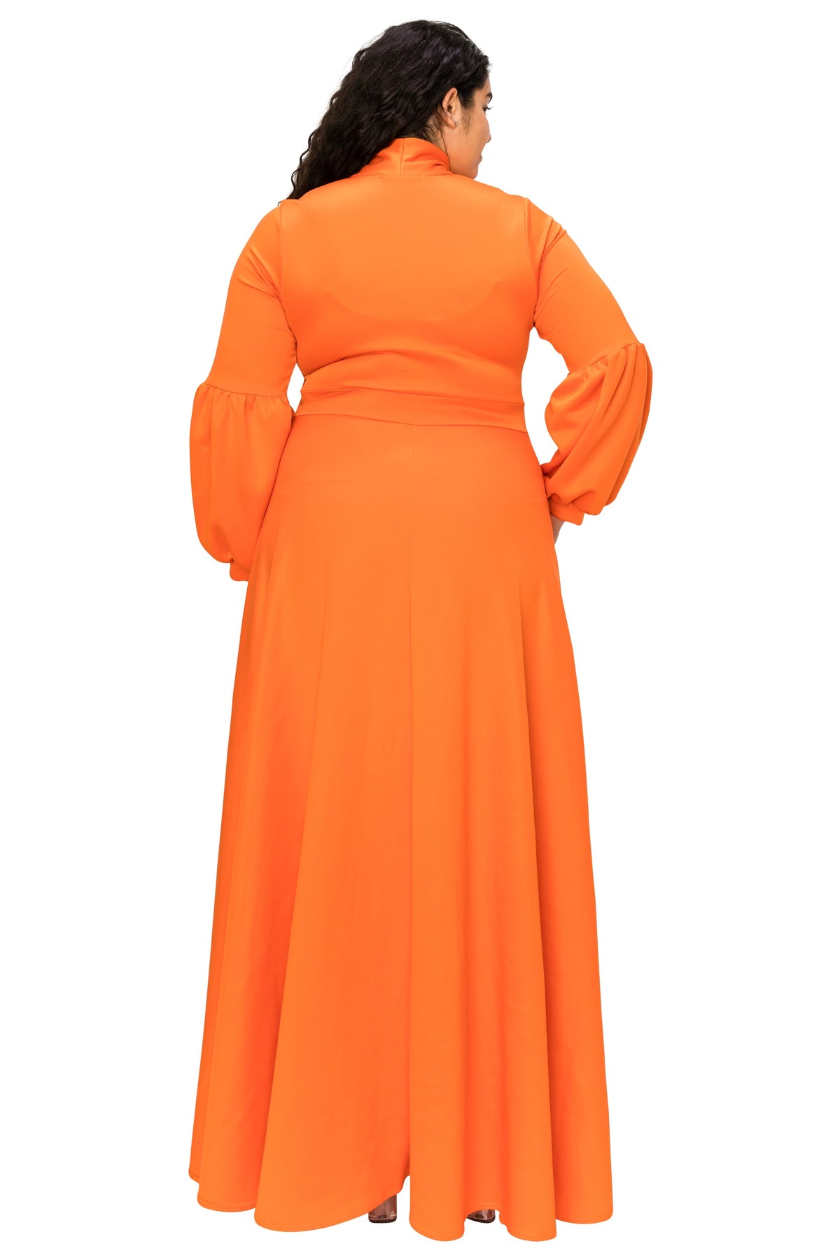 L I V D Plus Size Bella Donna Dress with Ribbon and Bishop Sleeves - Lilac L I V D Plus Size Bella Donna Dress with Ribbon and Bishop Sleeves - Lilac