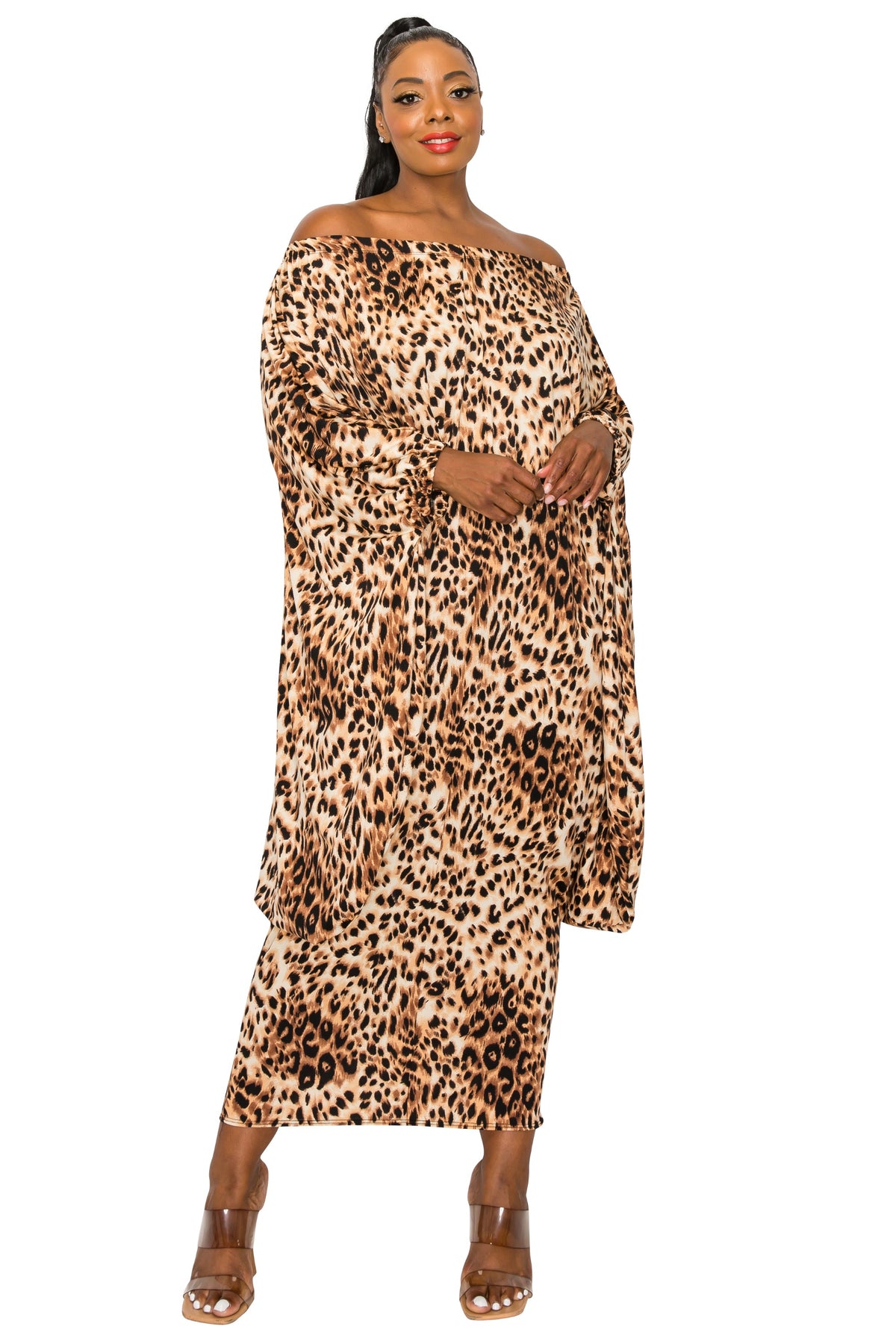 Wildcat Glam Off Shoulder Kaftan Dress