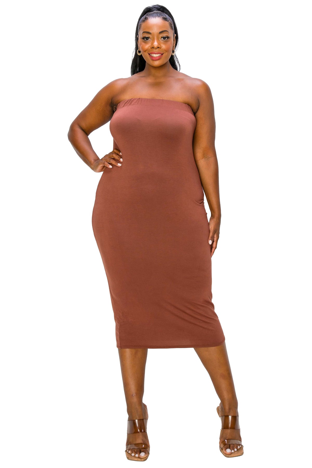 plus size bodycon tube dress Plus Size Tube Top Bodycon Midi Dress