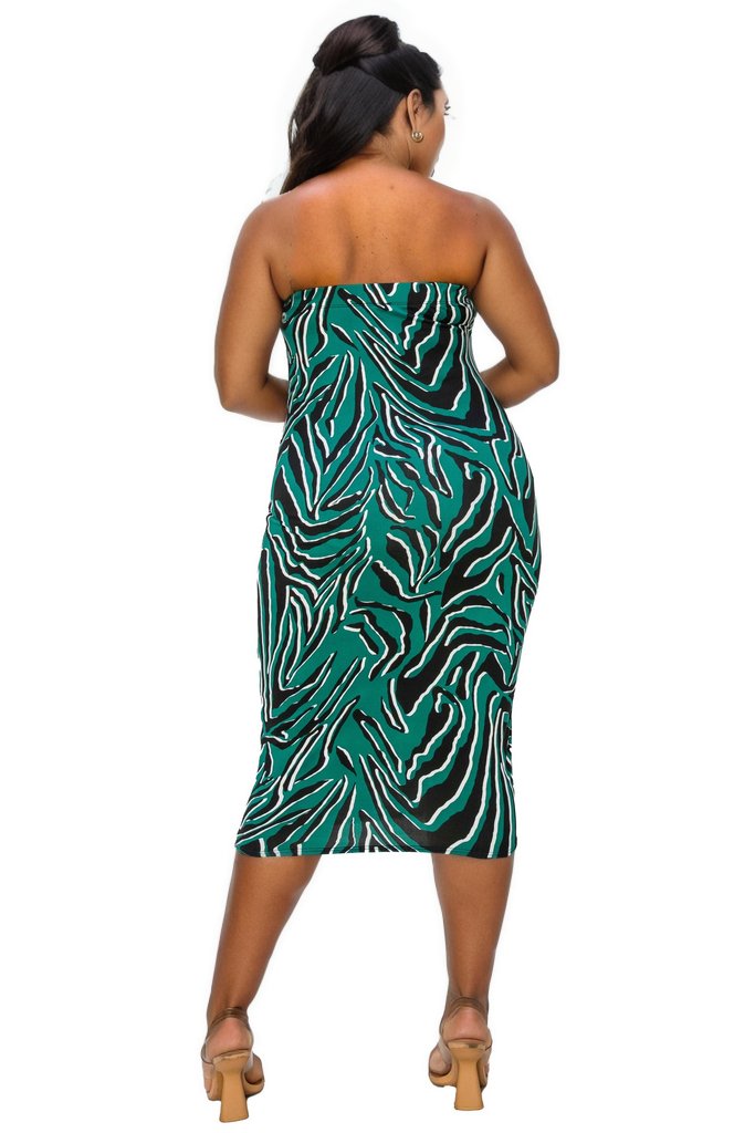 L I V D Plus Size Kiko Zebra Print Tube Dress - Ivory - 4X L I V D Plus Size Kiko Zebra Print Tube Dress - Ivory - 4X