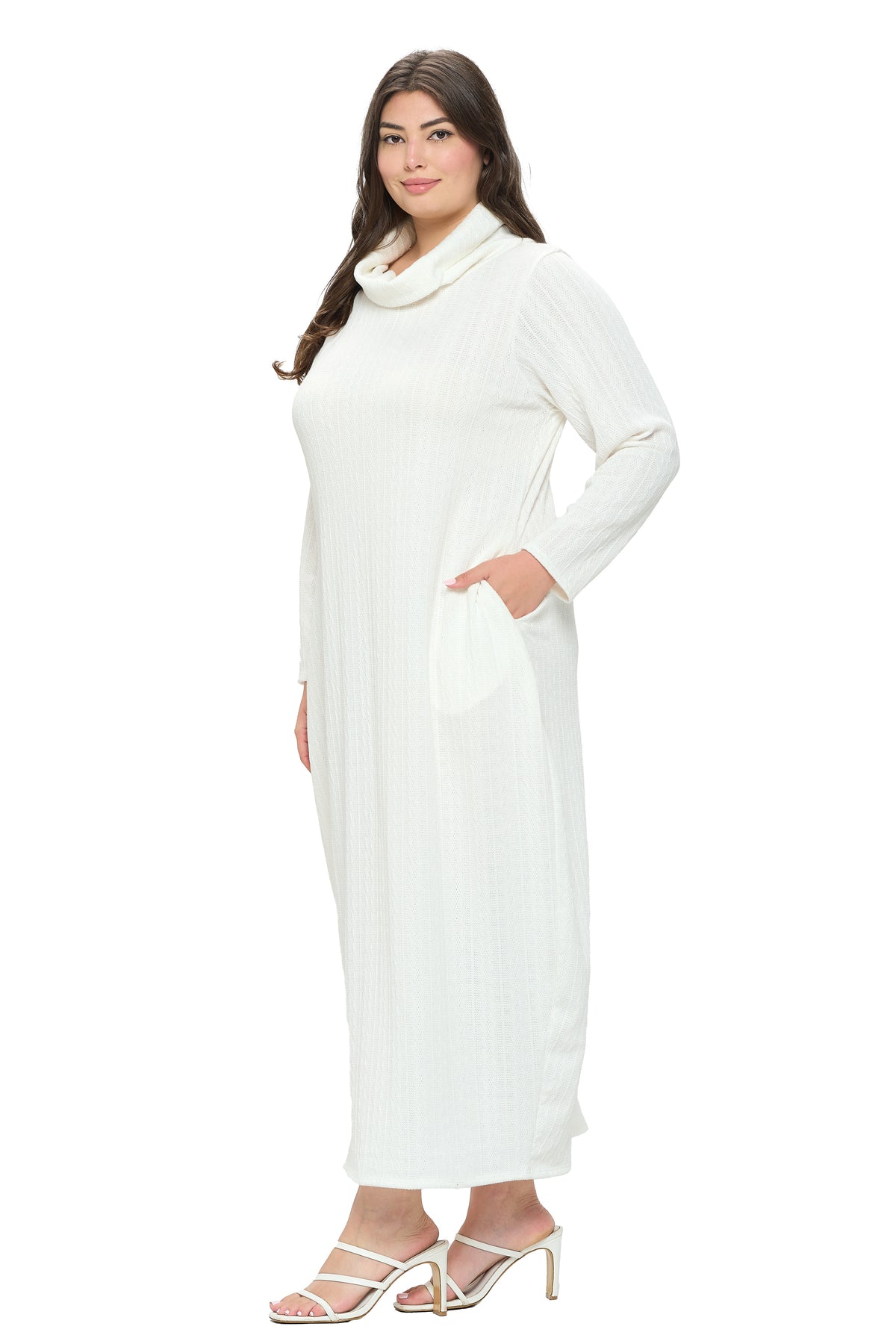 L I V D Plus Size Lana Cowl Turtle Neck Pocket Sweater Dress L I V D Plus Size Lana Cowl Turtle Neck Pocket Sweater Dress
