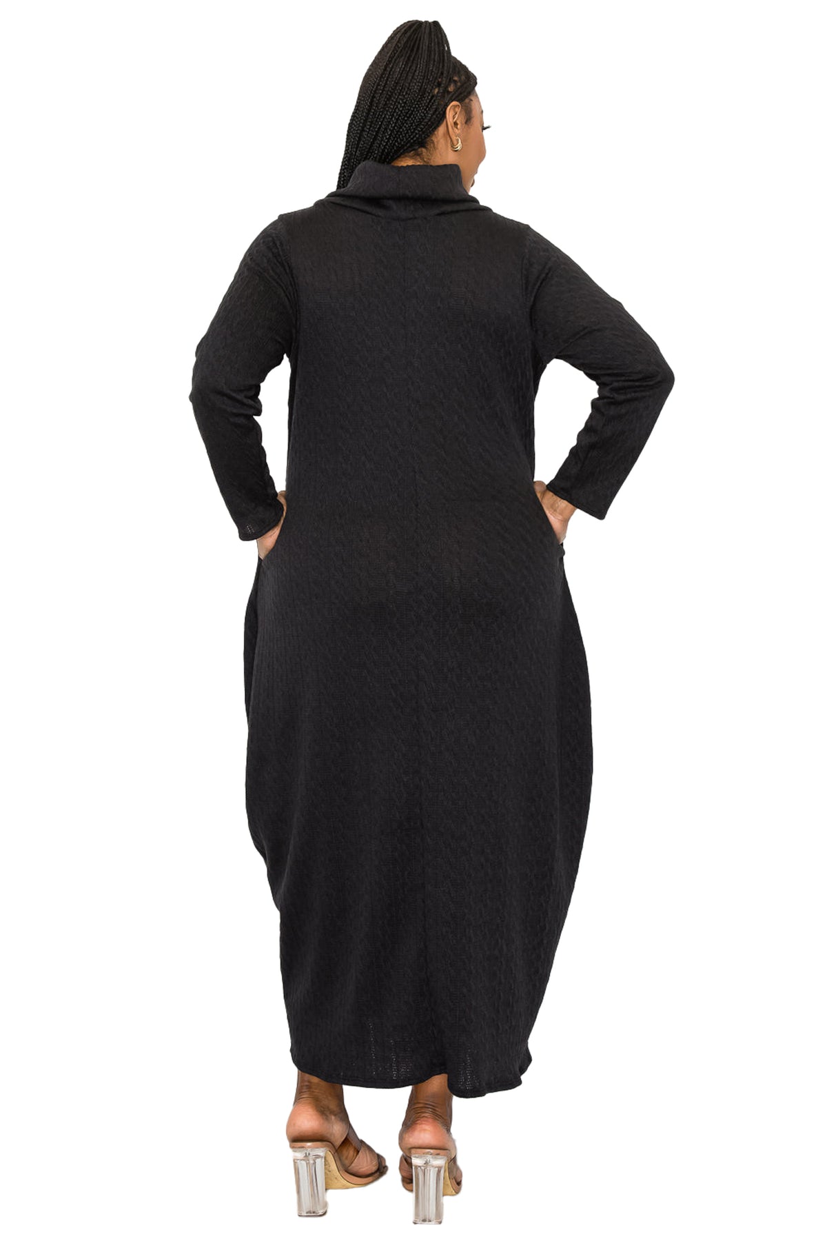 L I V D Plus Size Lana Cowl Turtle Neck Pocket Sweater Dress - Olive L I V D Plus Size Lana Cowl Turtle Neck Pocket Sweater Dress - Olive