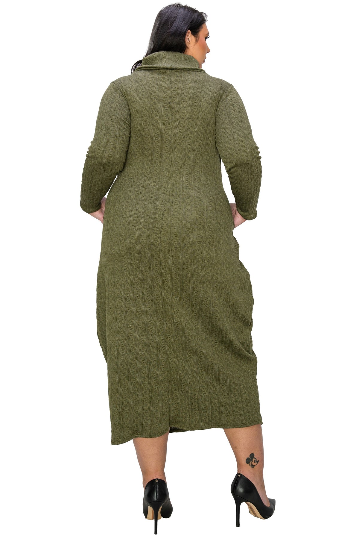 Plus Size Lana Cowl Turtle Neck Pocket Sweater Dress – L I V D