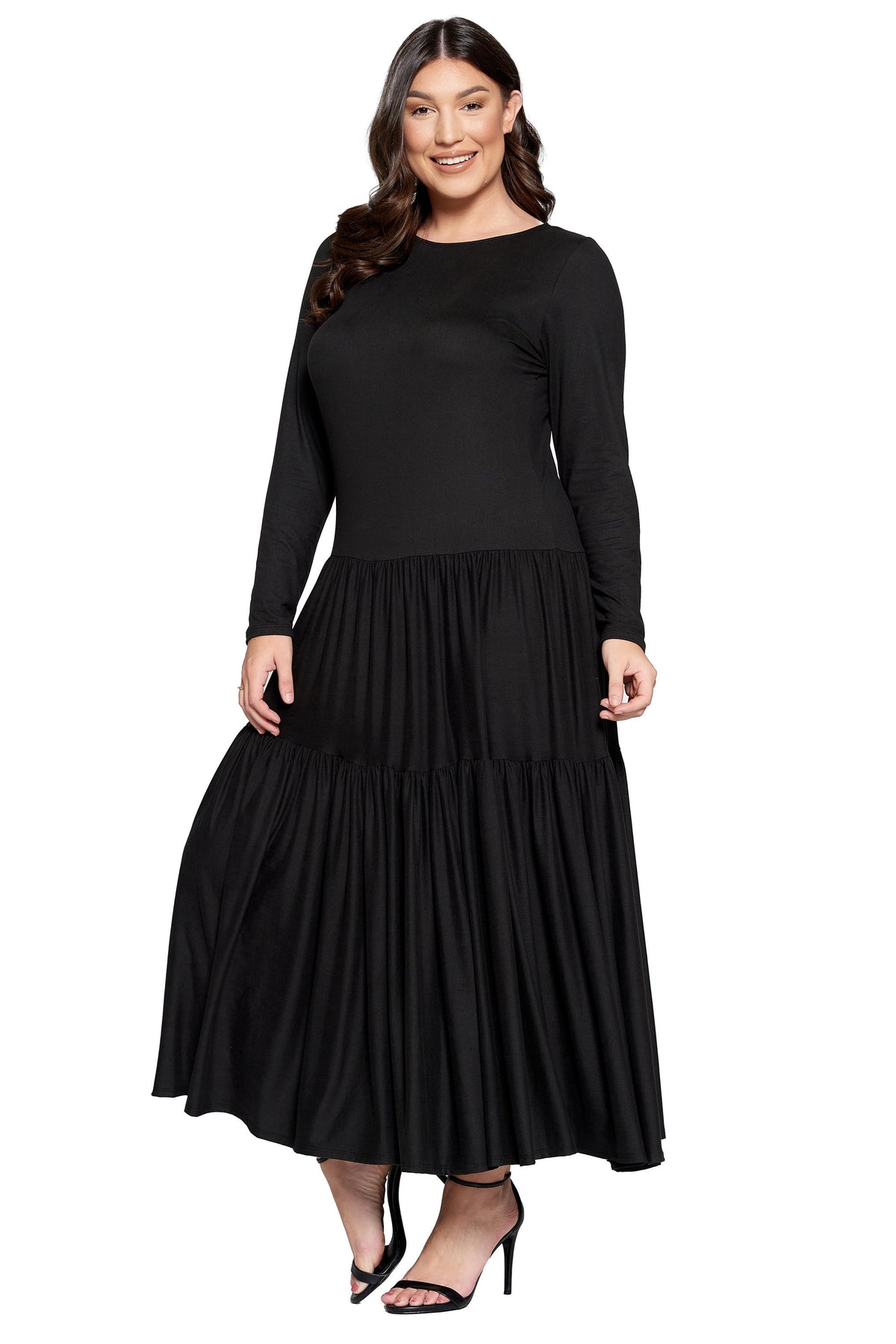 Tiered Maxi Dress with Long Sleeves