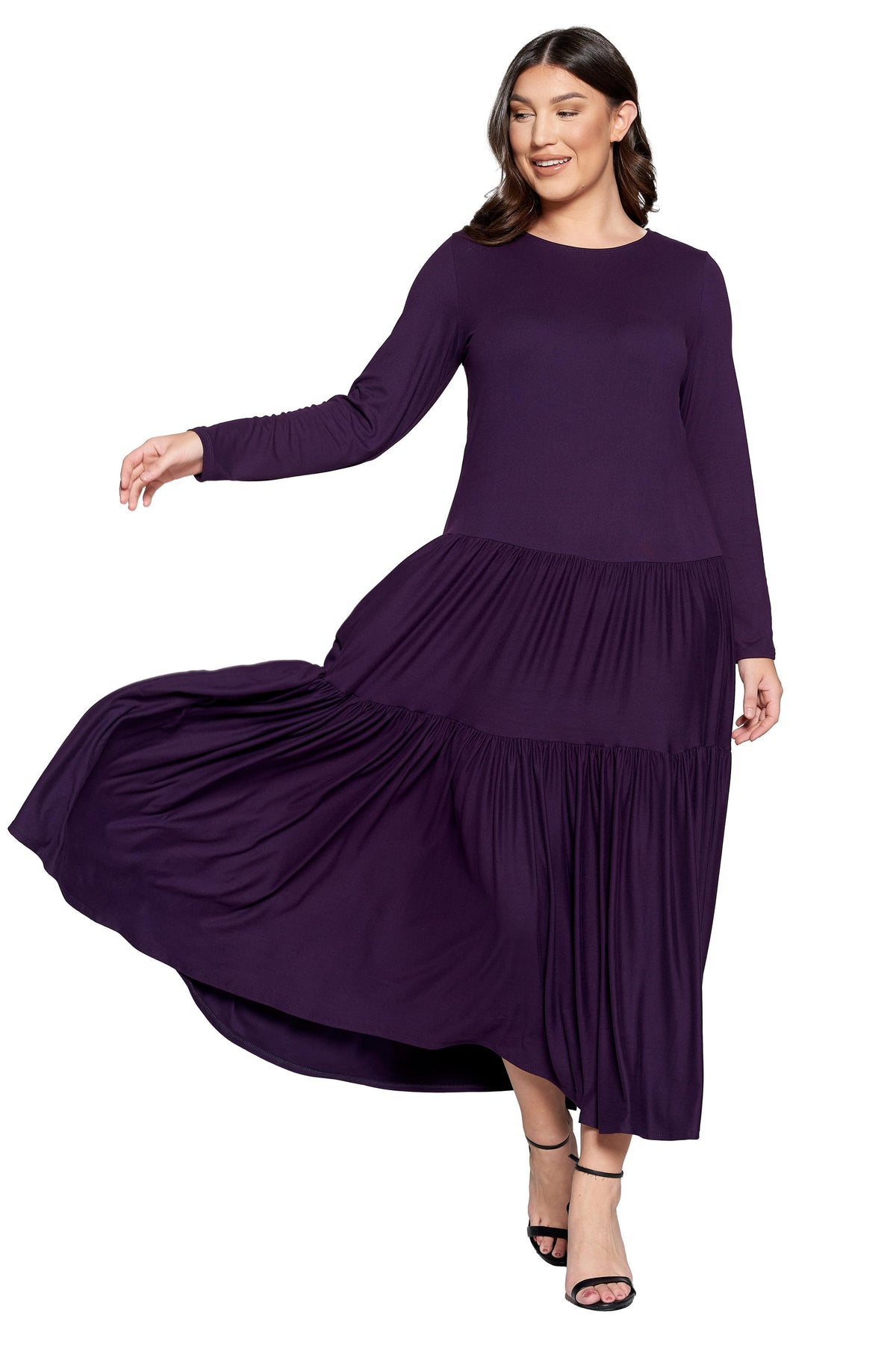 Tiered Maxi Dress with Long Sleeves