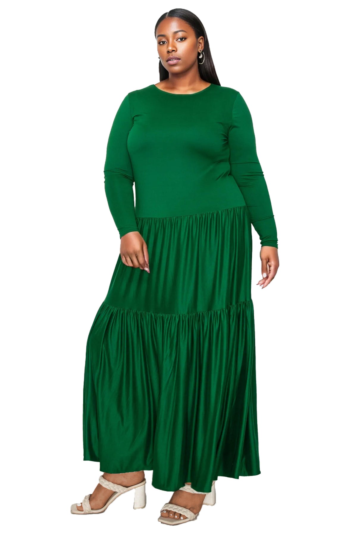 Tiered Maxi Dress with Long Sleeves