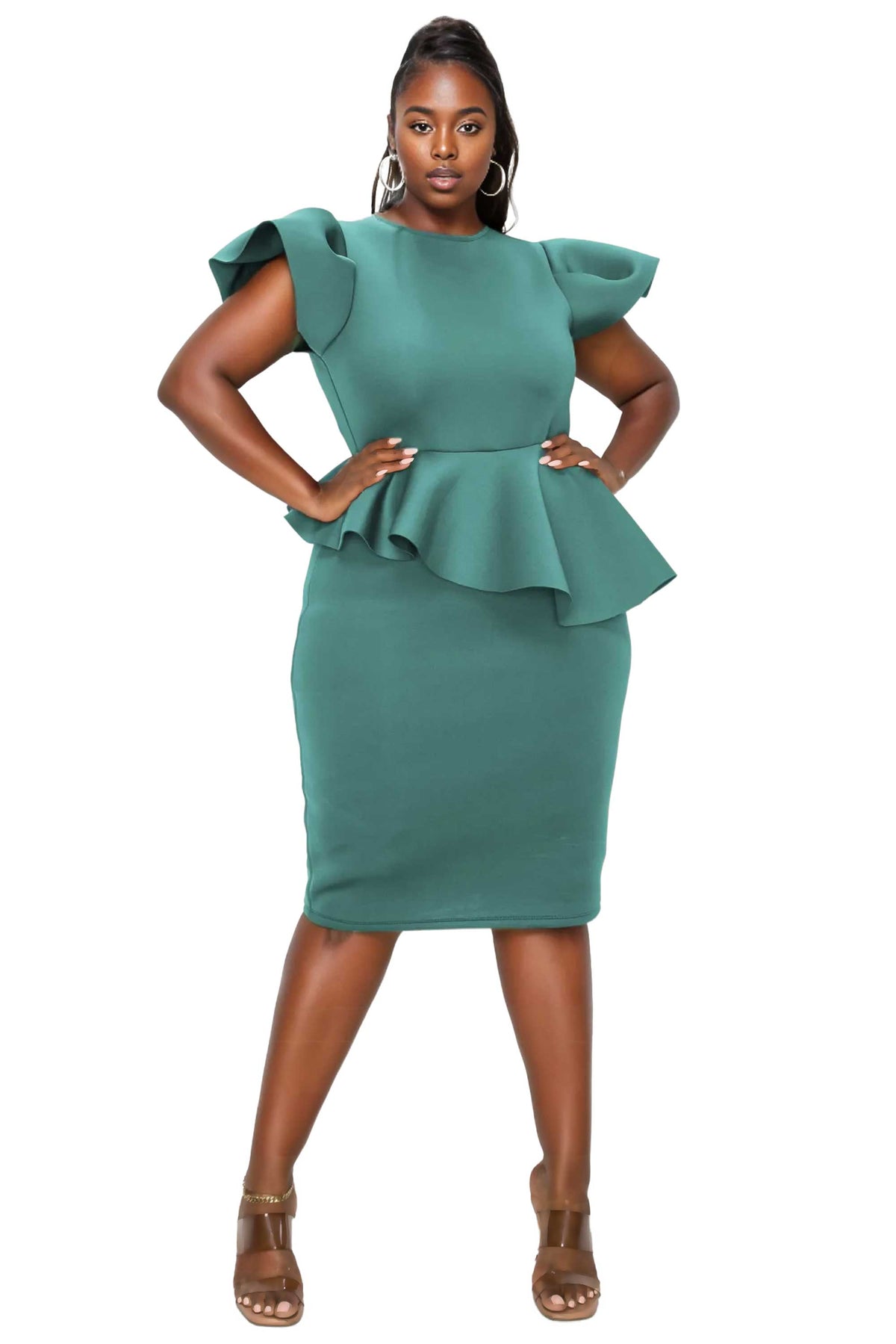 Calista Neoprene Peplum Dress Calista Neoprene Peplum Dress