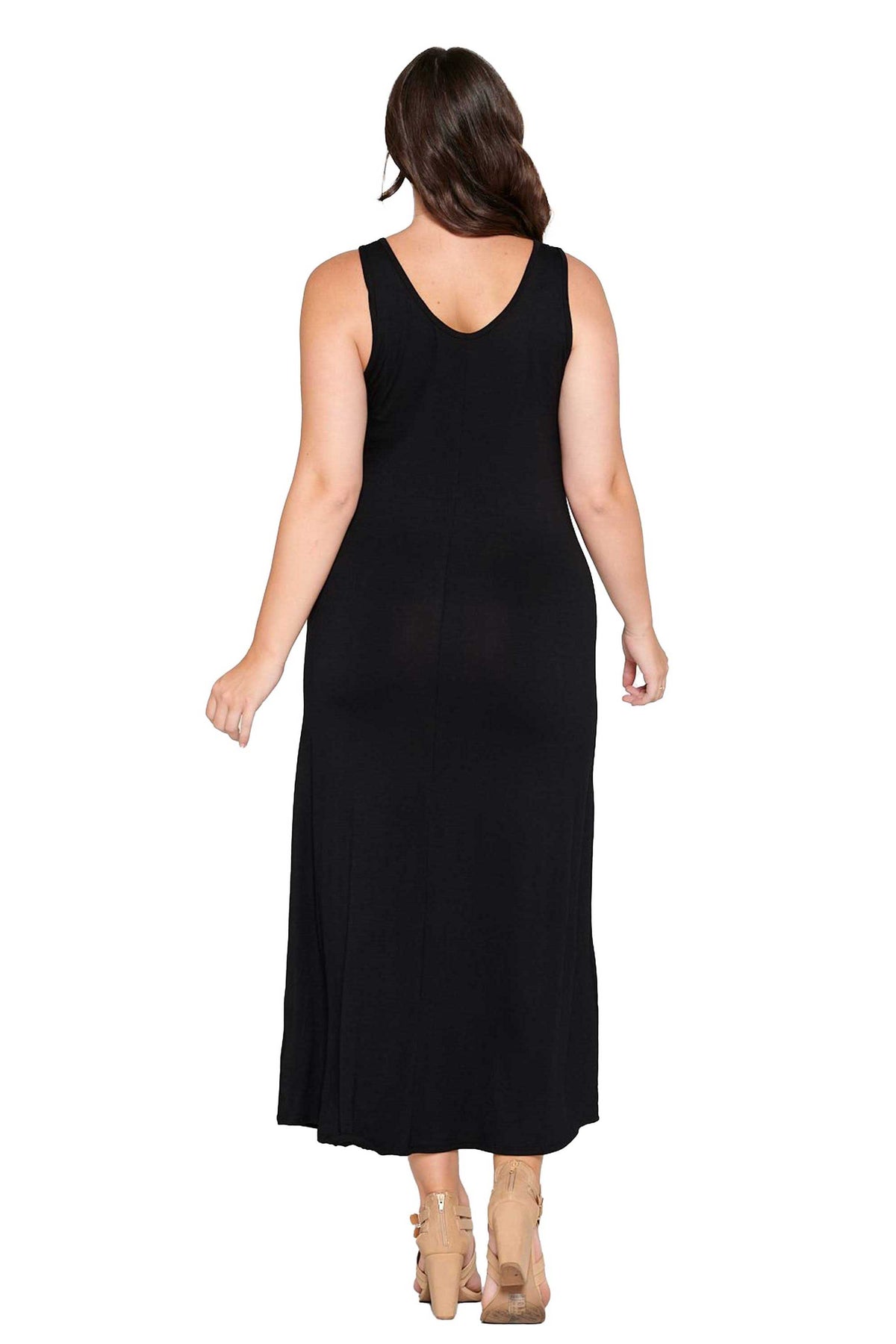 livd L I V D women's trendy contemporary plus size tank sleeveless bodycon midi dress in  black