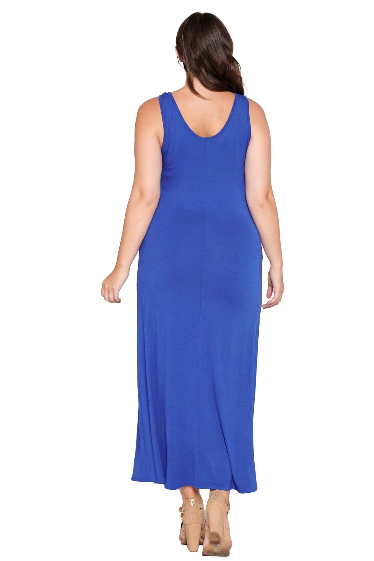 livd L I V D women's trendy contemporary plus size tank sleeveless bodycon midi dress in ink royal blue