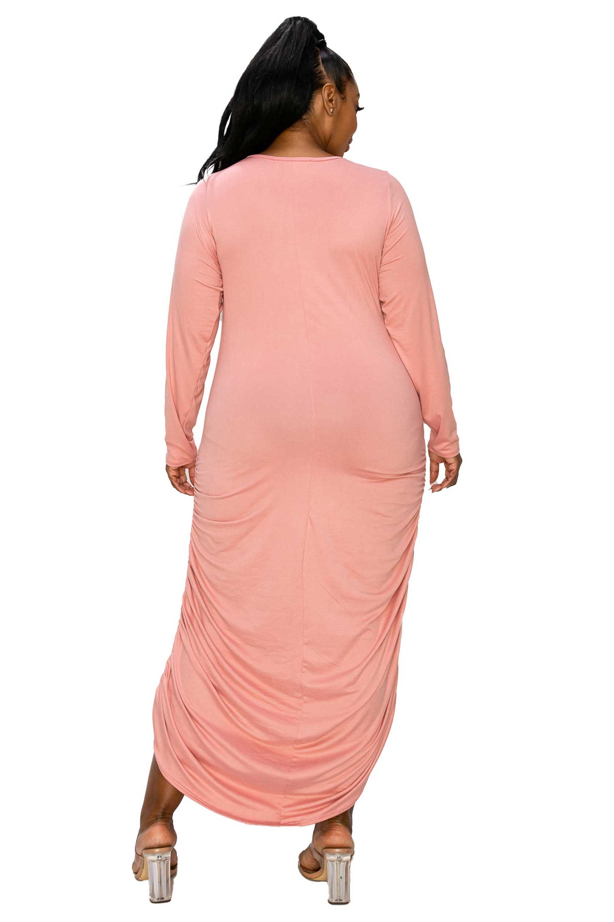 side ruched maternity maxi dress Momyknows Brown Ruched Off Shoulder Side Slit Elegant Maternity Maxi Dress, Brown / S
