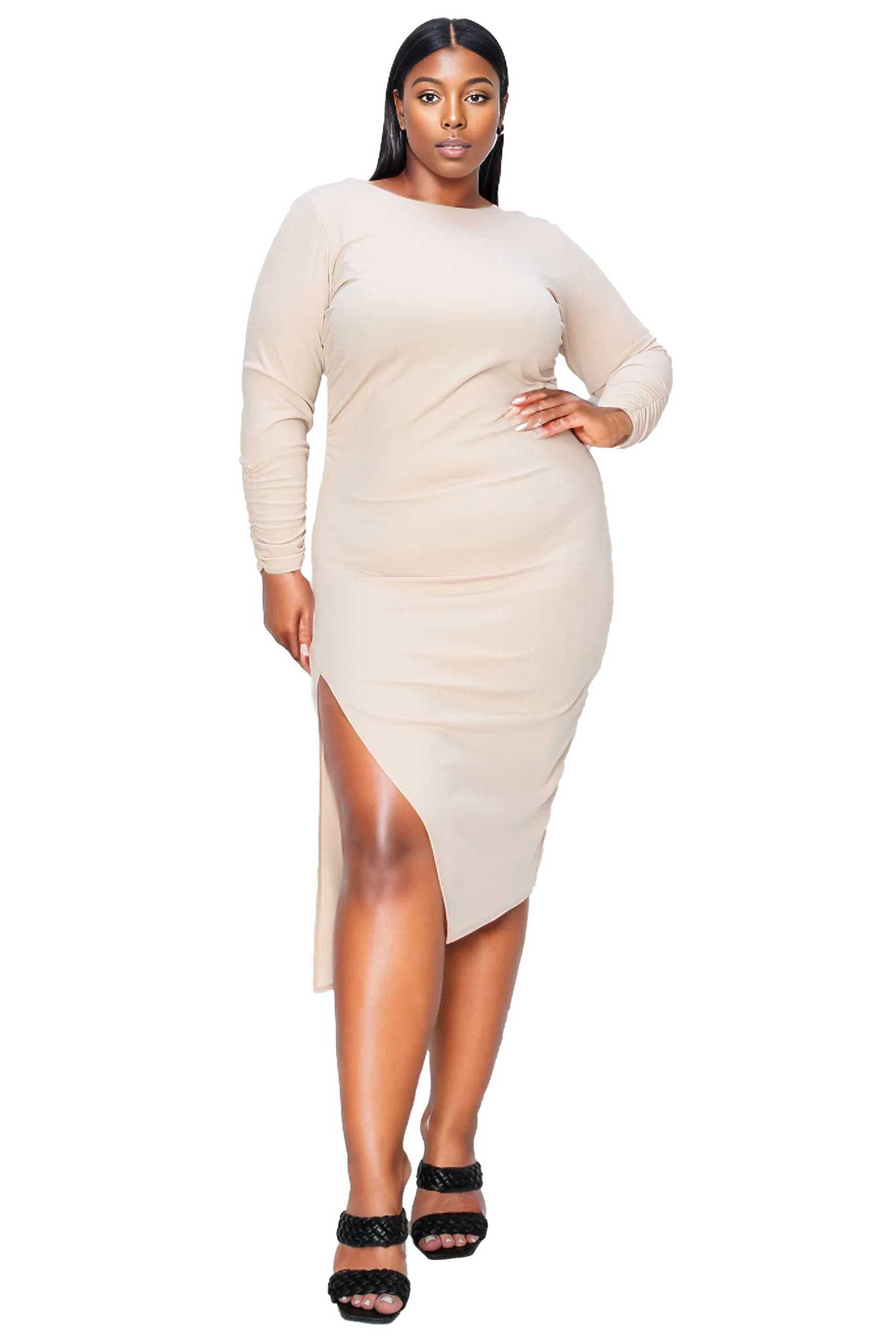 Open back slit dress deals