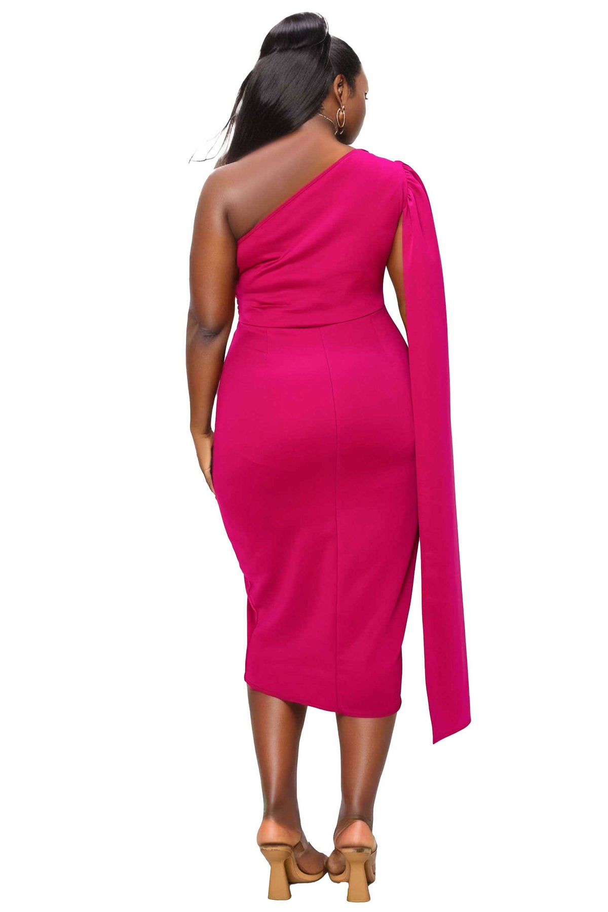 one shoulder cape dress plus size Zapaka Women One Shoulder Plus Size Black Tie Dress Sheath Long Formal Dress with Streamer, Black and White / US24W