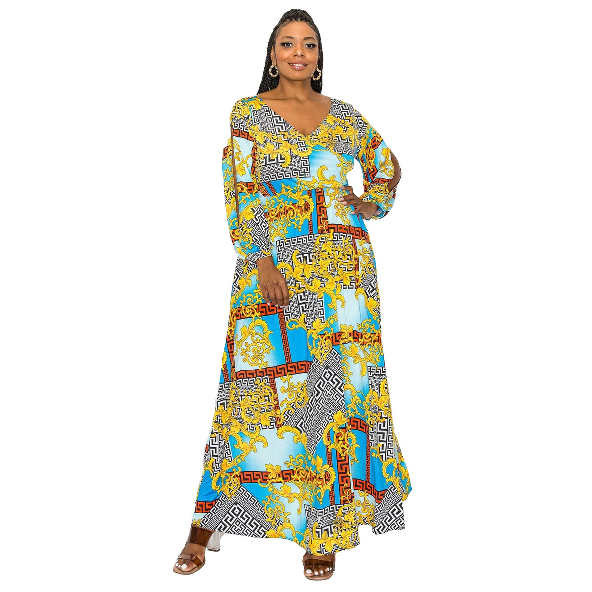 Vita Surplice Wrap Maxi Dress - L I V D