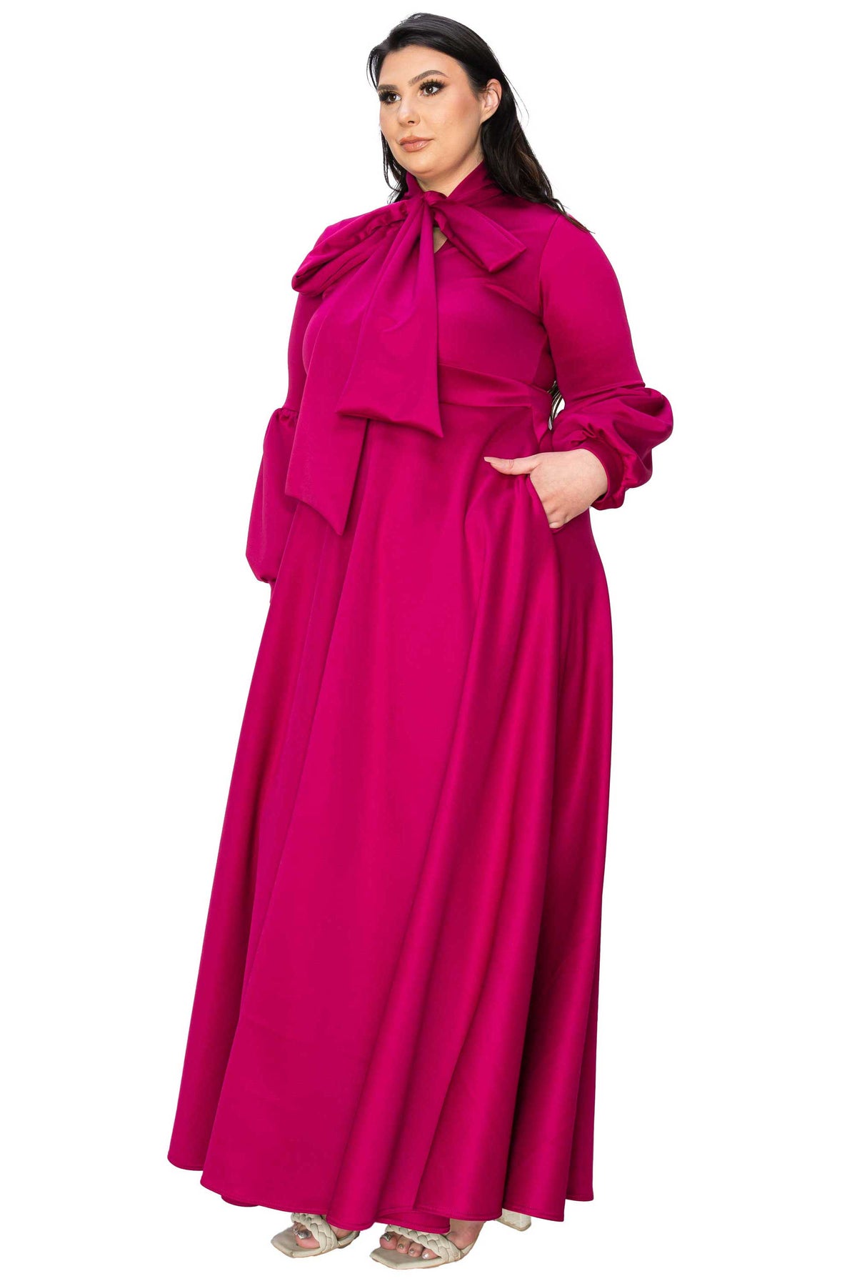 Bella Donna Dress with Ribbon and Bishop Sleeves