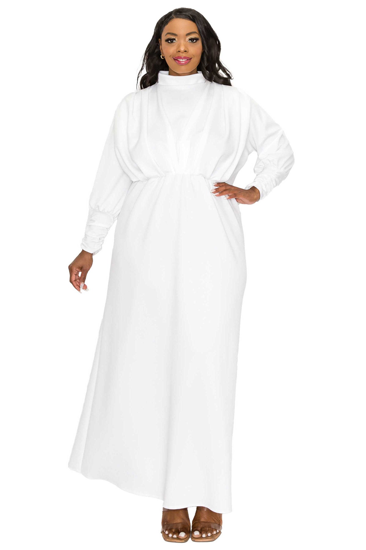 Laufey Pleated Bodice Maxi Dress – L I V D