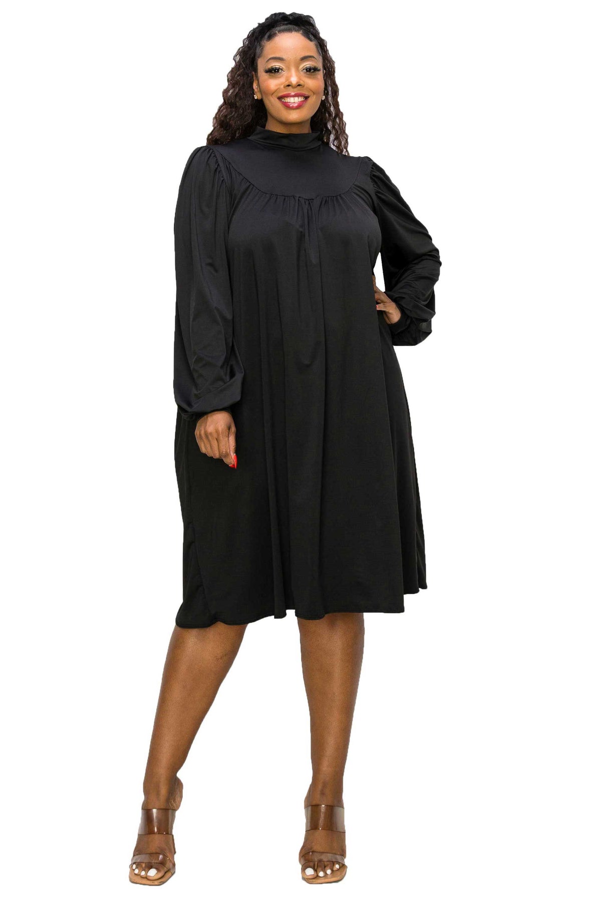 LIVD Amal Mock Neck Dress - Black - 3X LIVD Amal Mock Neck Dress - Black - 3X