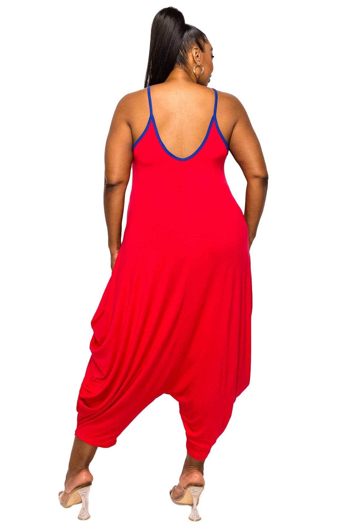 LIVD L I V D women's plus size harem jumpsuit in red