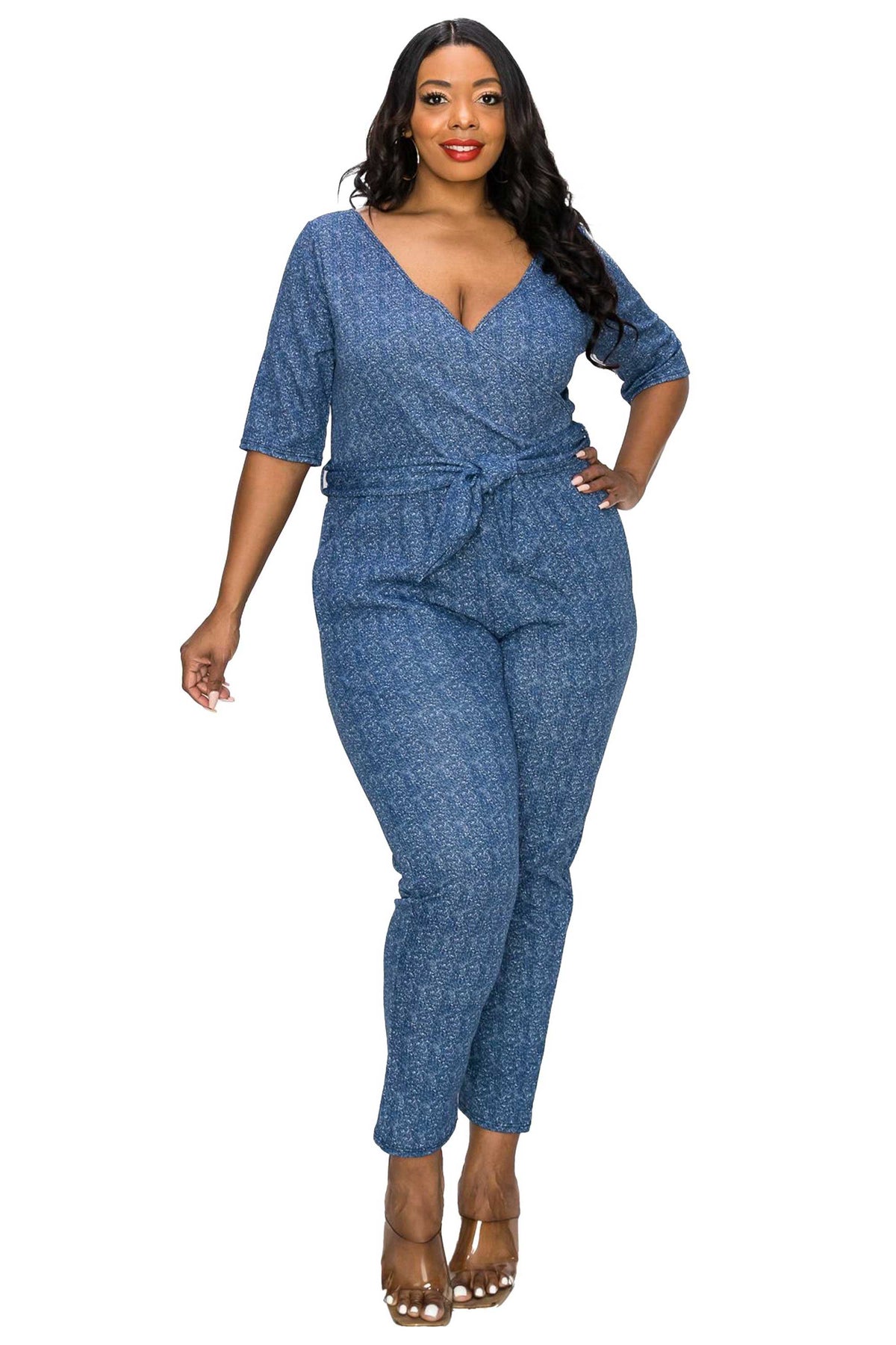 Wrap Denim Jumpsuit - L I V D