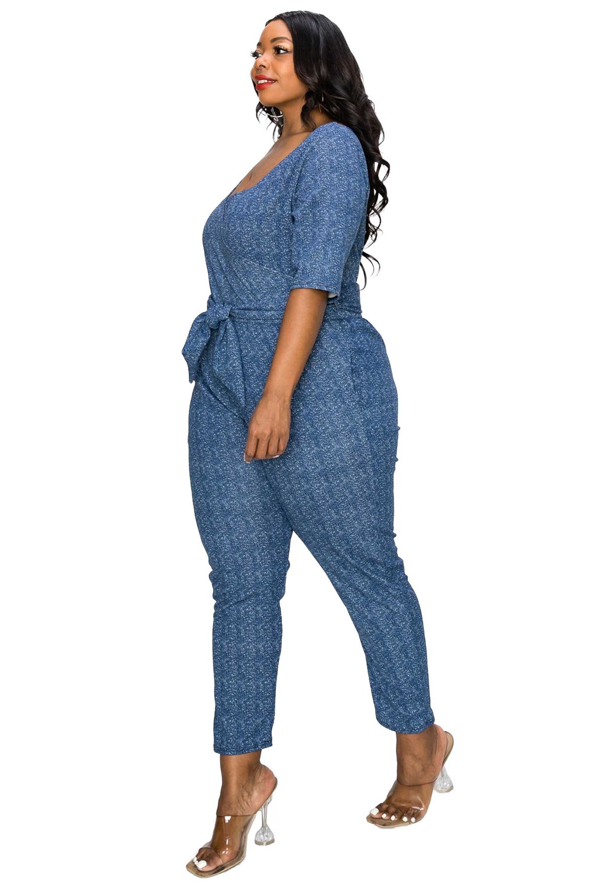 Wrap Denim Jumpsuit - L I V D